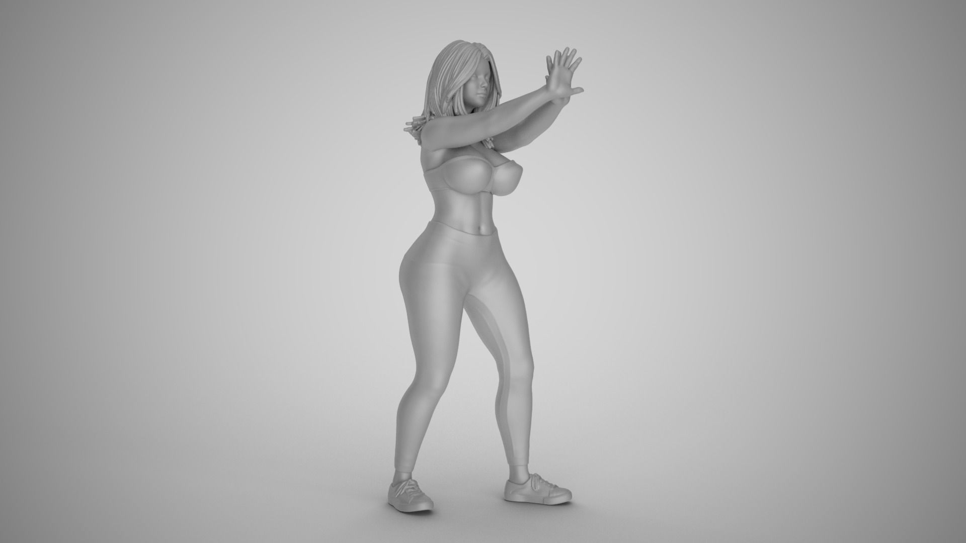 Girl Keeping Distance 3D print model_2