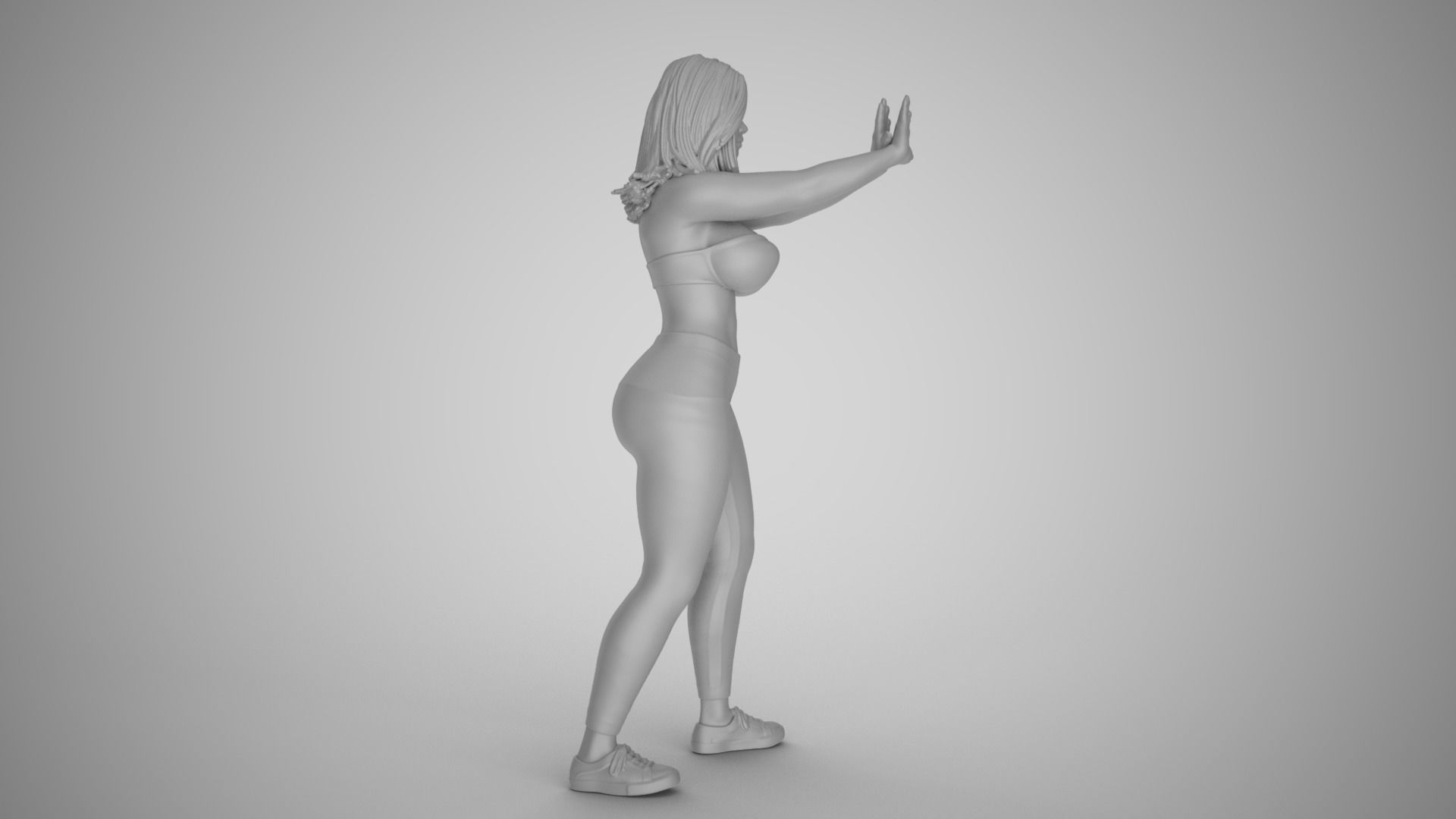 Girl Keeping Distance 3D print model_3