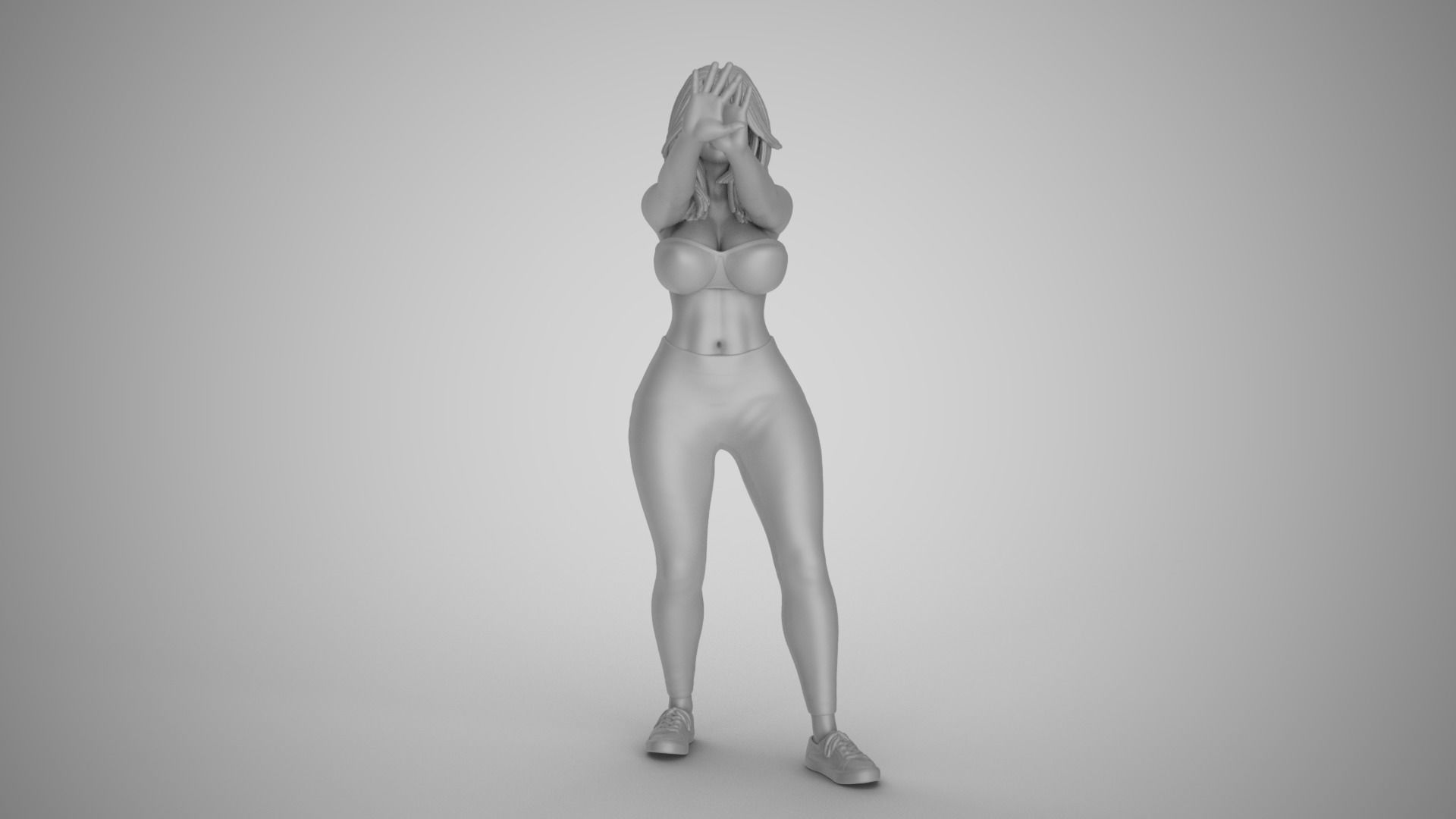 Girl Keeping Distance 3D print model_1