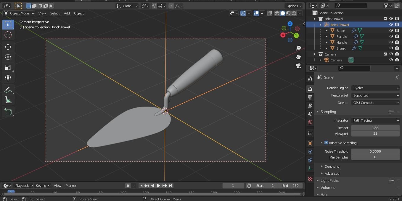 Brick Trowel 3D model_8