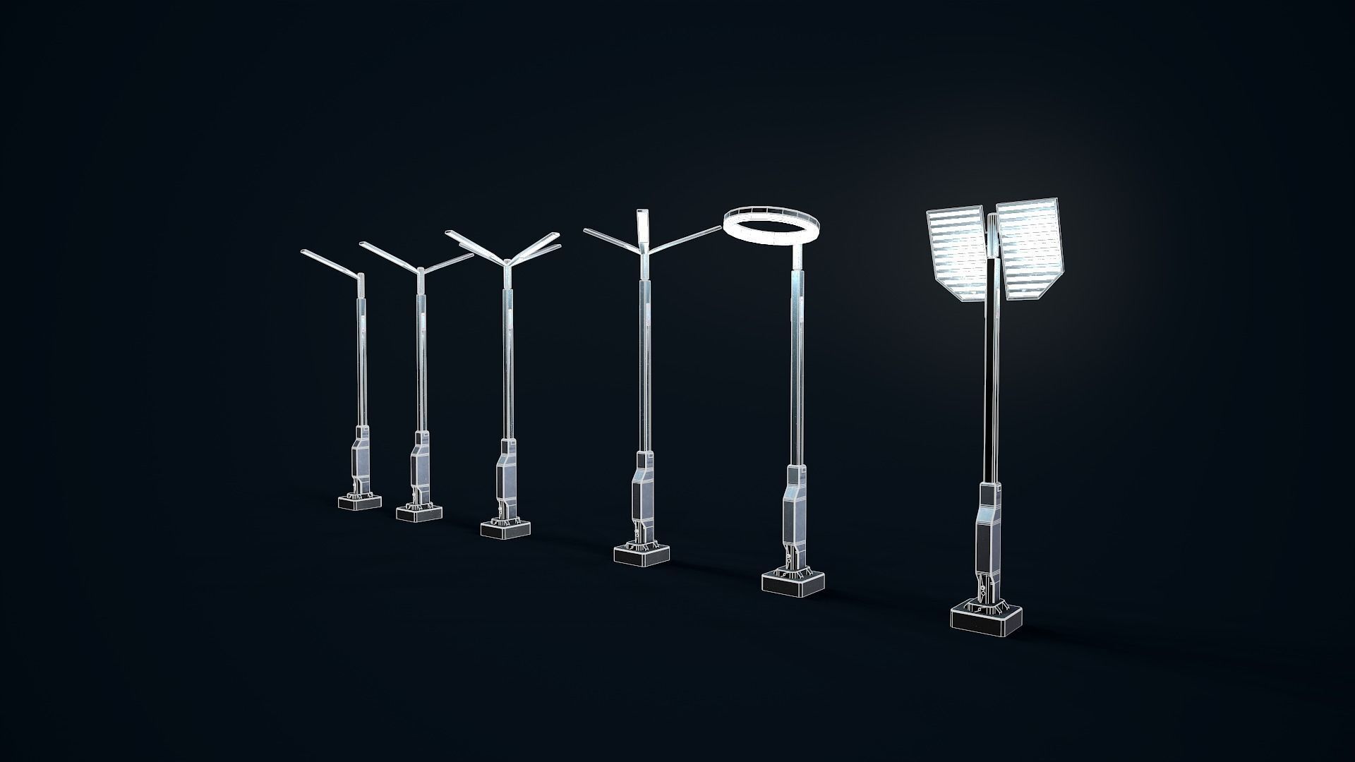Sci Fi Street Light Pack 3D Model Collection_7