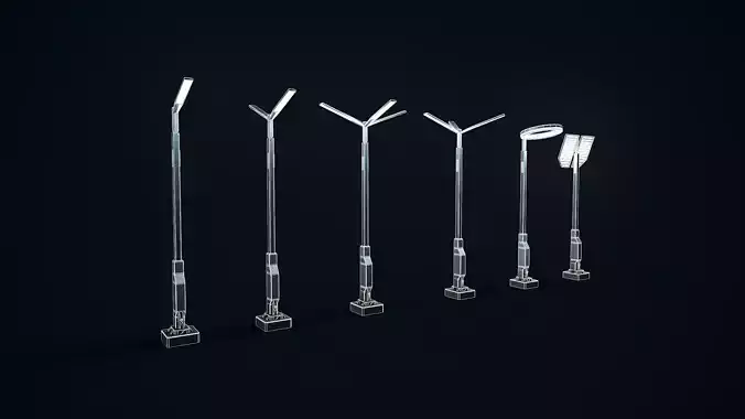 Sci Fi Street Light Pack 3D Model Collection