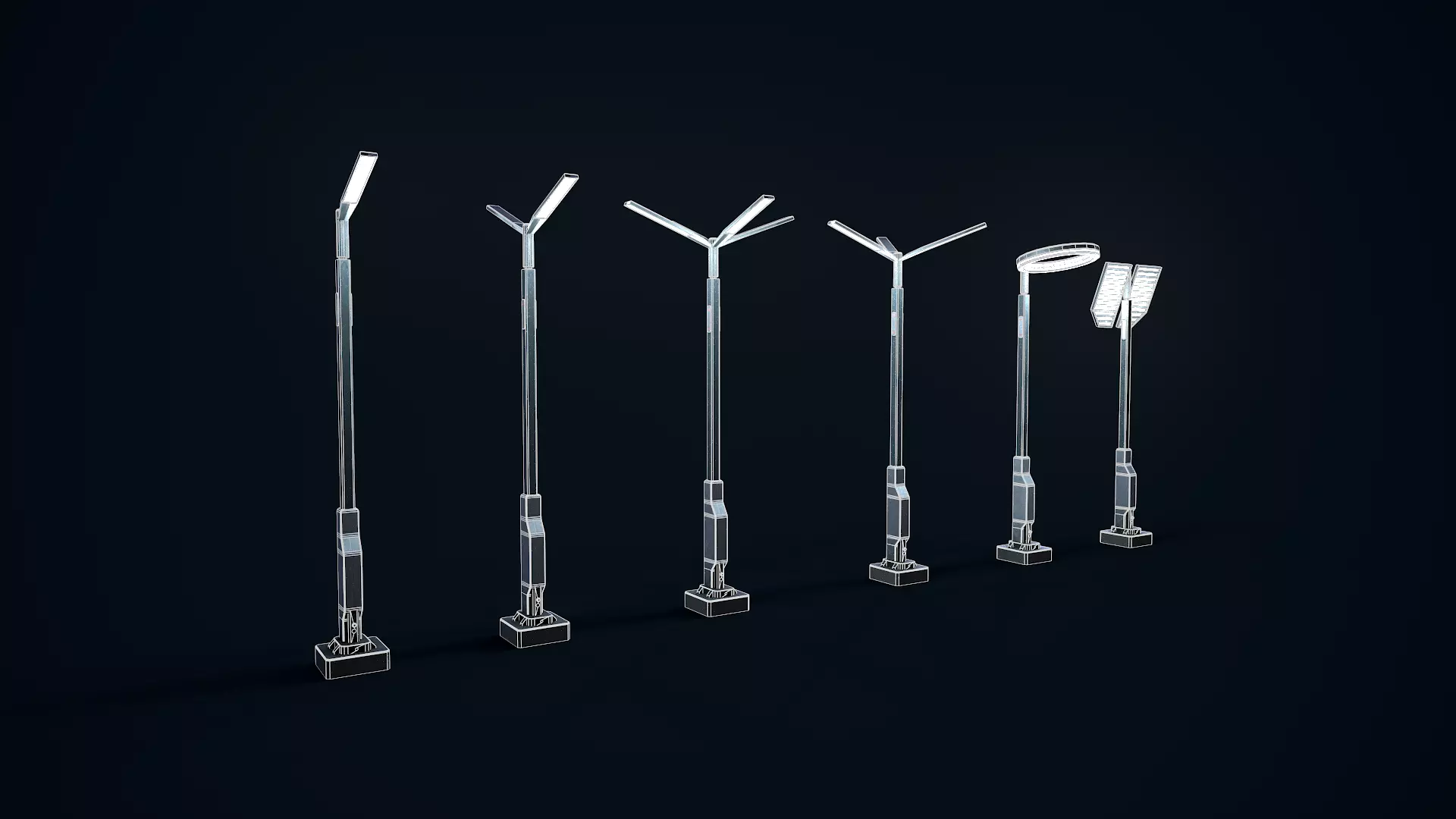 Sci Fi Street Light Pack 3D Model Collection_0