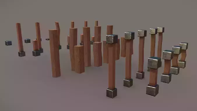 Stylized PBR Wooden Posts Pack Low-poly 3D model Stylized PBR Wooden Posts Pack Low-poly 3D model