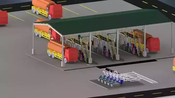Fuel delivery system for tank trucks 3D model