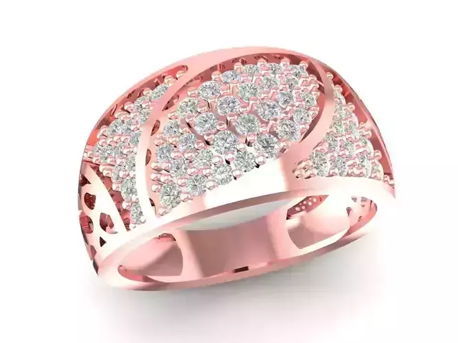 Wide Band Pave Diamond Ring for Women 1128