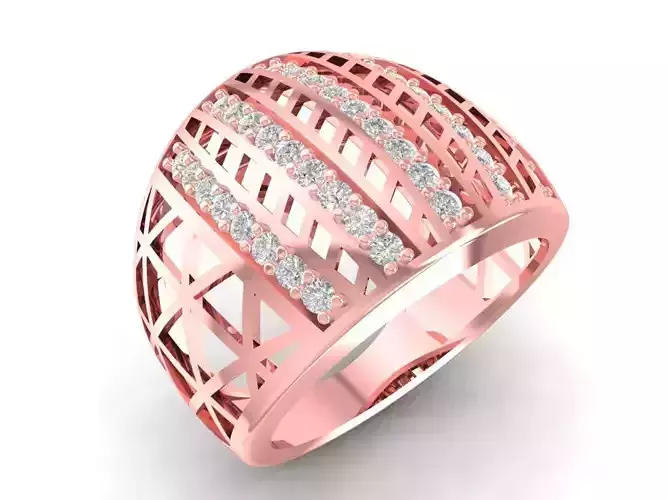 Geometric Diamond Mesh 3D Ring for Men  1130