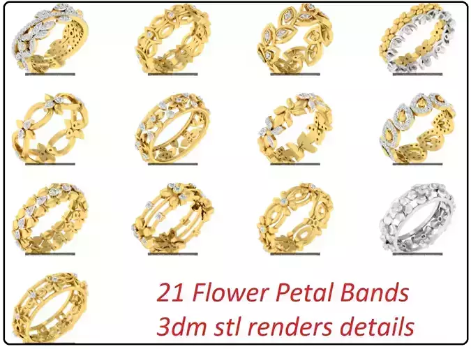 21 Flower Petal Women Bands 3dm stl renders details 3D Model Collection 21 Flower Petal Women Bands 3dm stl renders details 3D Model Collection
