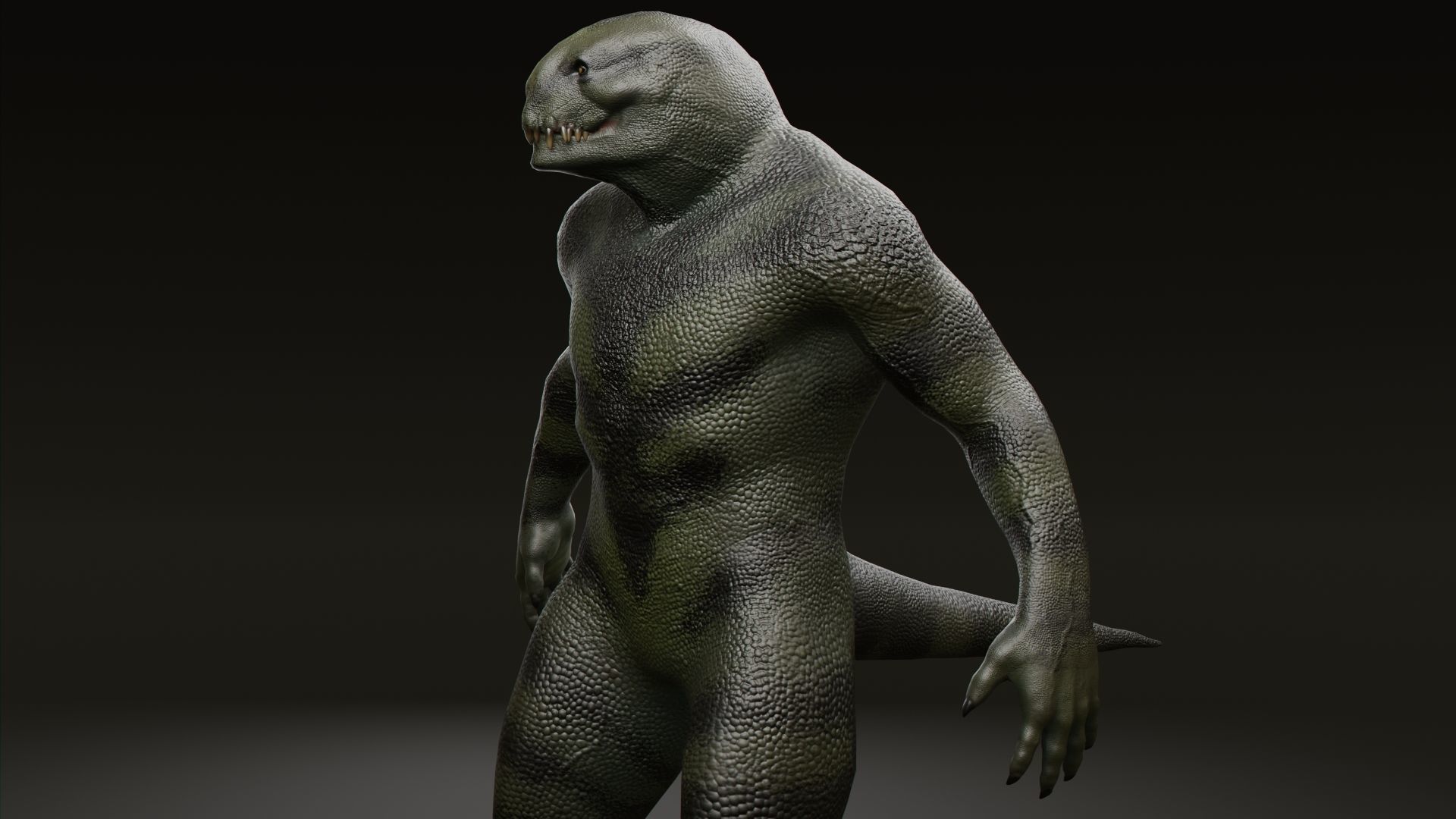 Reptiloid monster creature Low-poly 3D model_2