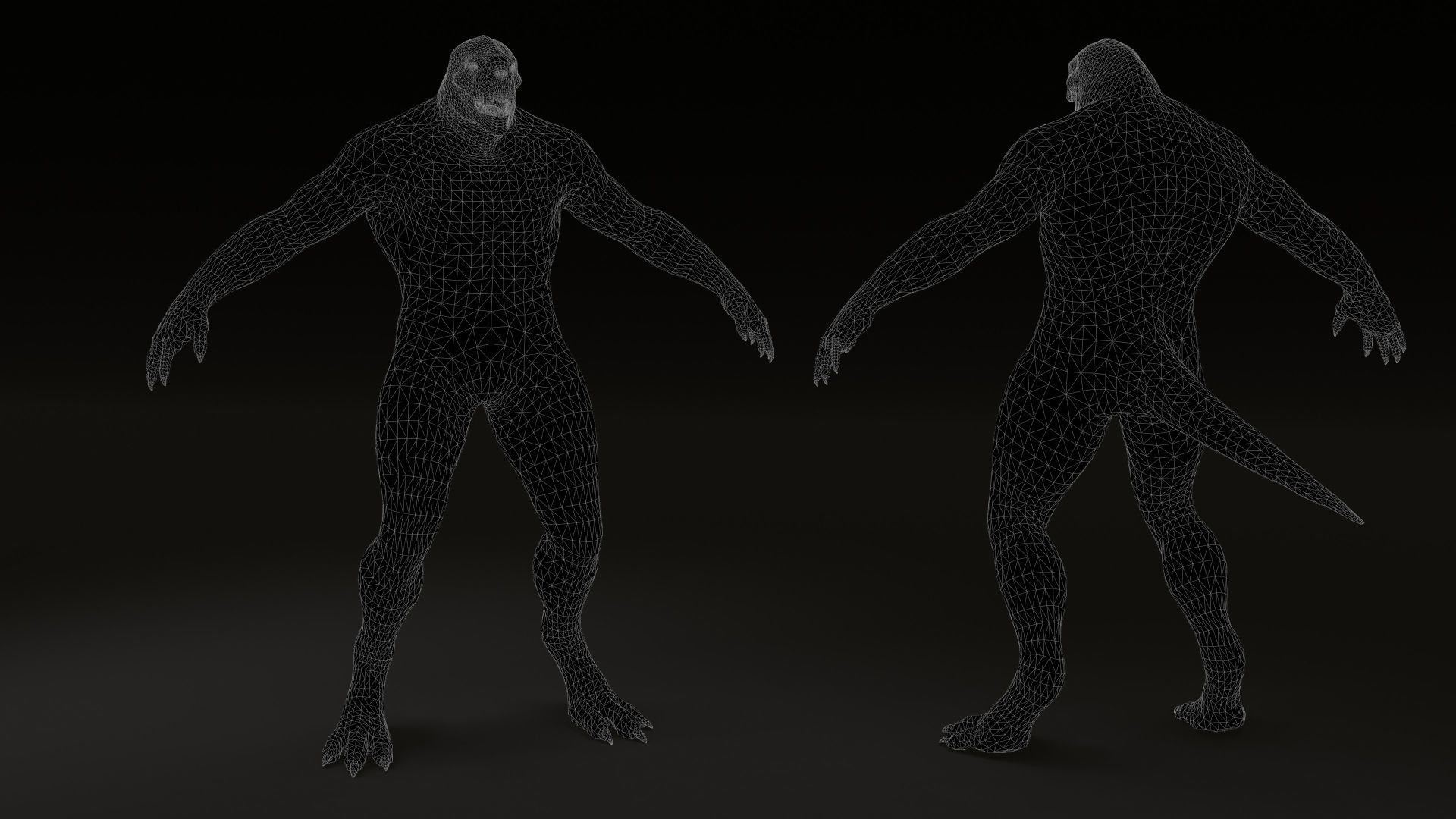 Reptiloid monster creature Low-poly 3D model_15