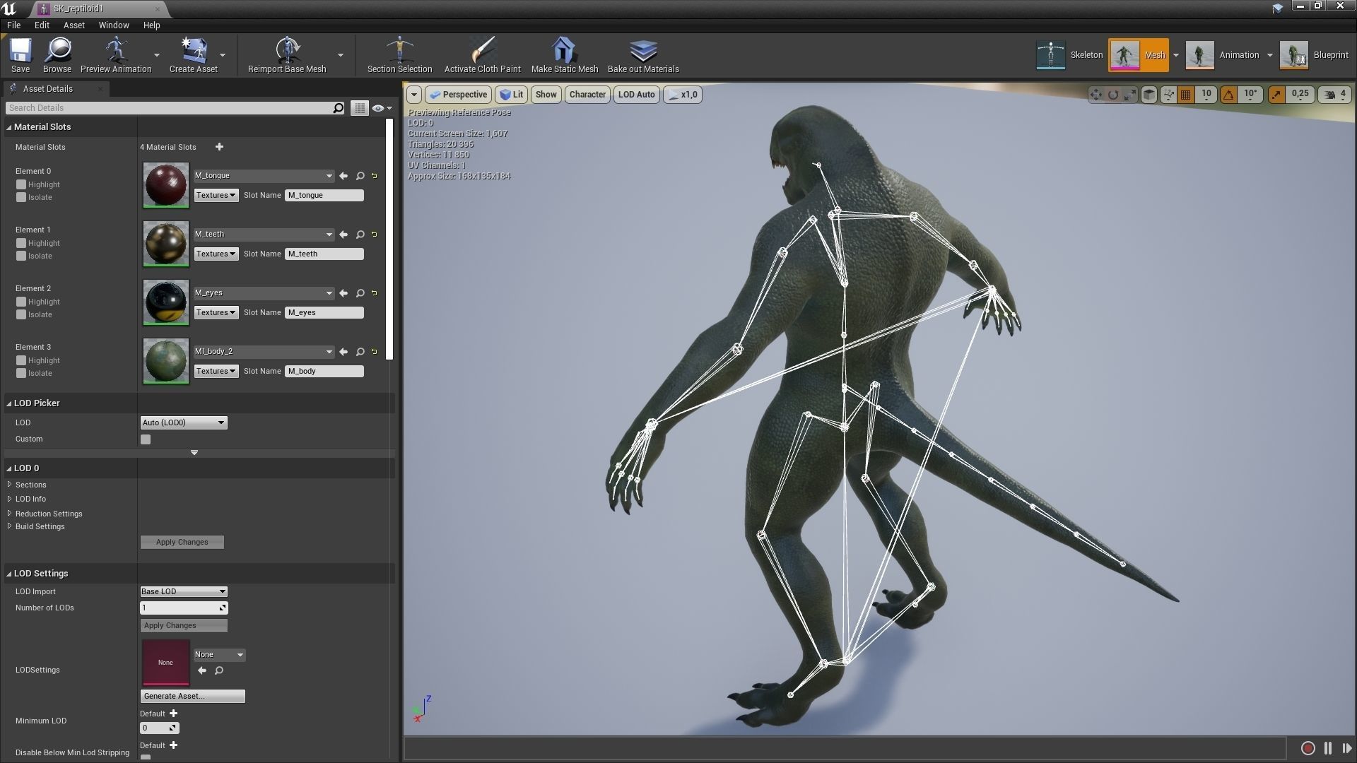 Reptiloid monster creature Low-poly 3D model_10