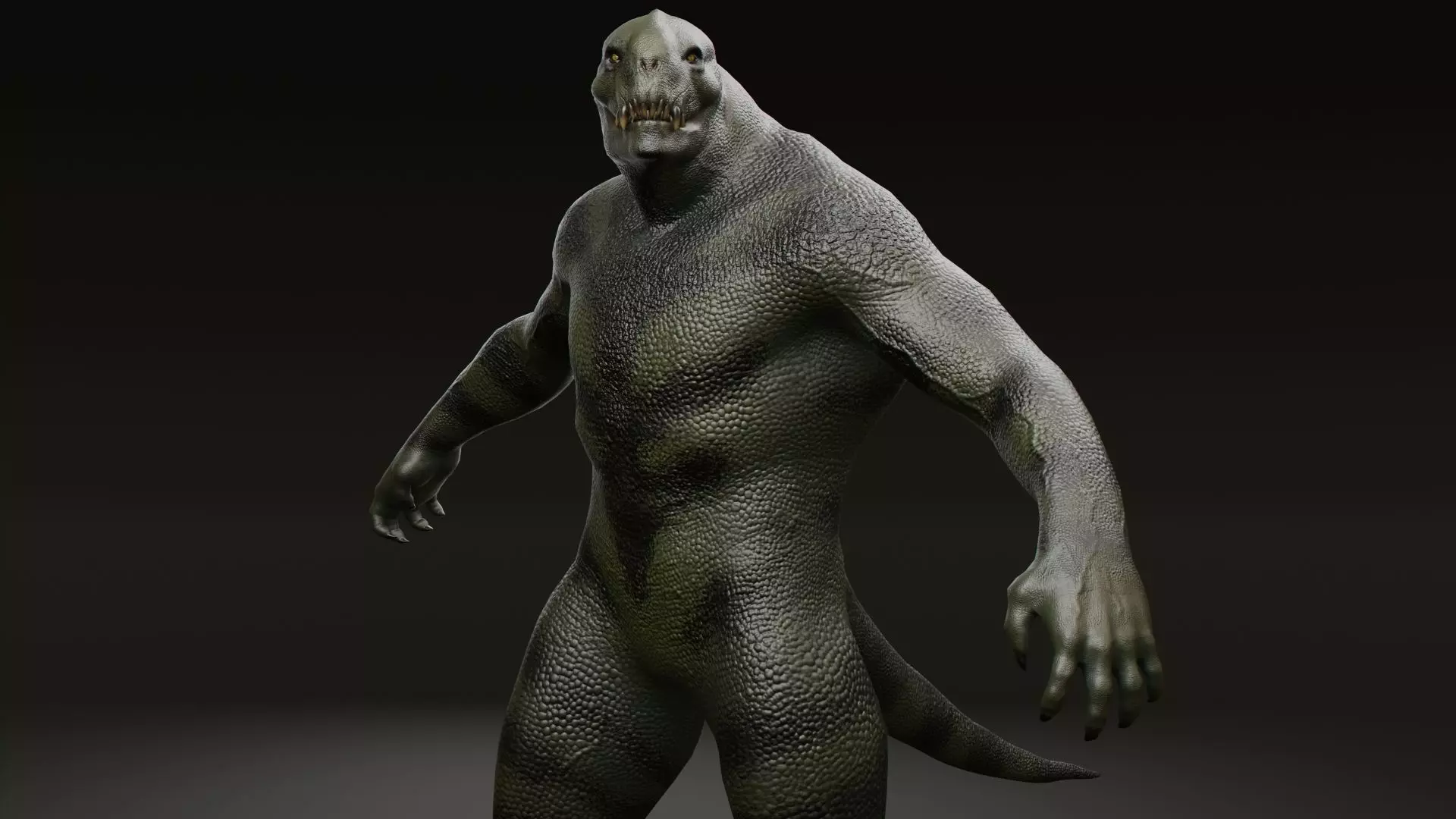 Reptiloid monster creature Low-poly 3D model_0