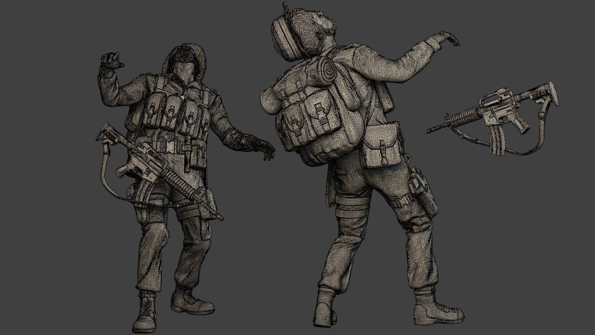 Modern Jungle Soldier Shooted MJS1 3D print model_12