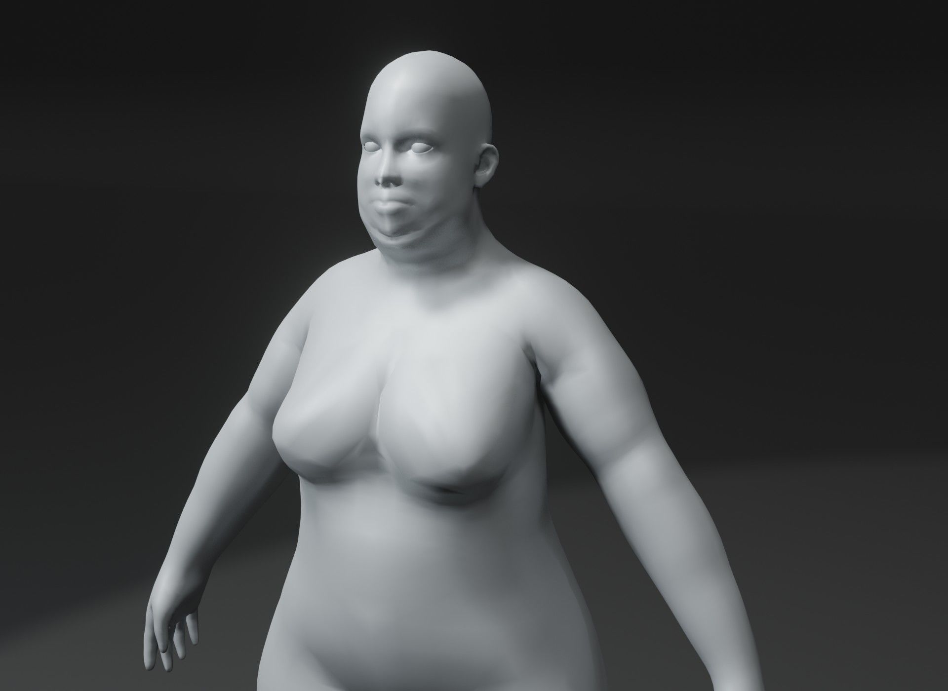 Fat Human Body Base Mesh 3D Model Family Pack 10k Polygons Low-poly 3D model_26