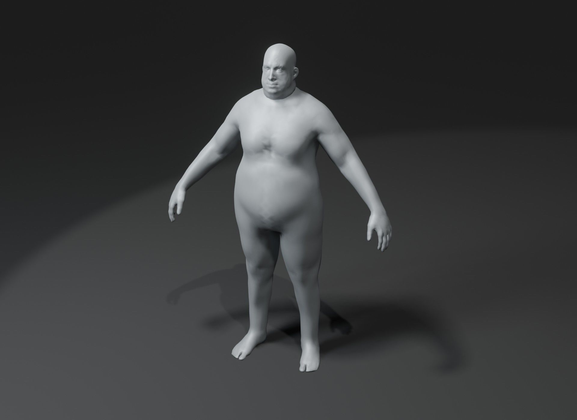 Fat Human Body Base Mesh 3D Model Family Pack 10k Polygons Low-poly 3D model_64
