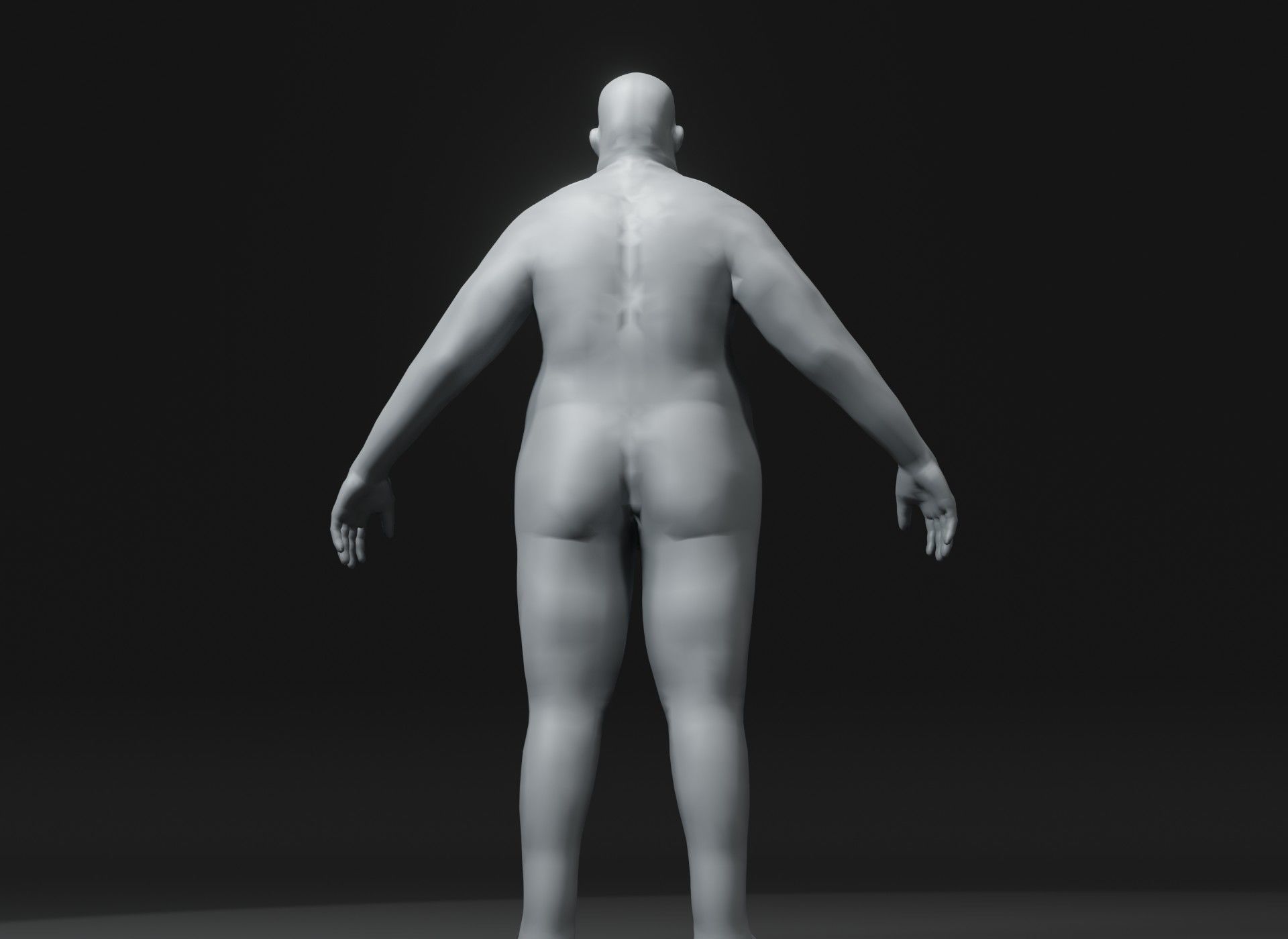 Fat Human Body Base Mesh 3D Model Family Pack 10k Polygons Low-poly 3D model_72