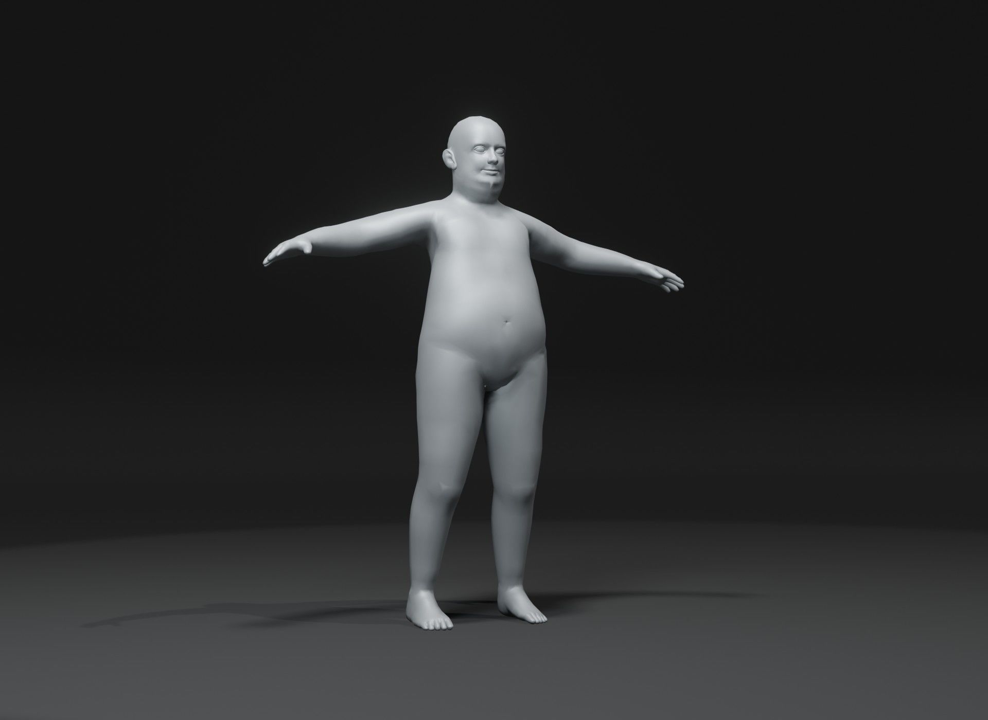 Fat Human Body Base Mesh 3D Model Family Pack 10k Polygons Low-poly 3D model_21
