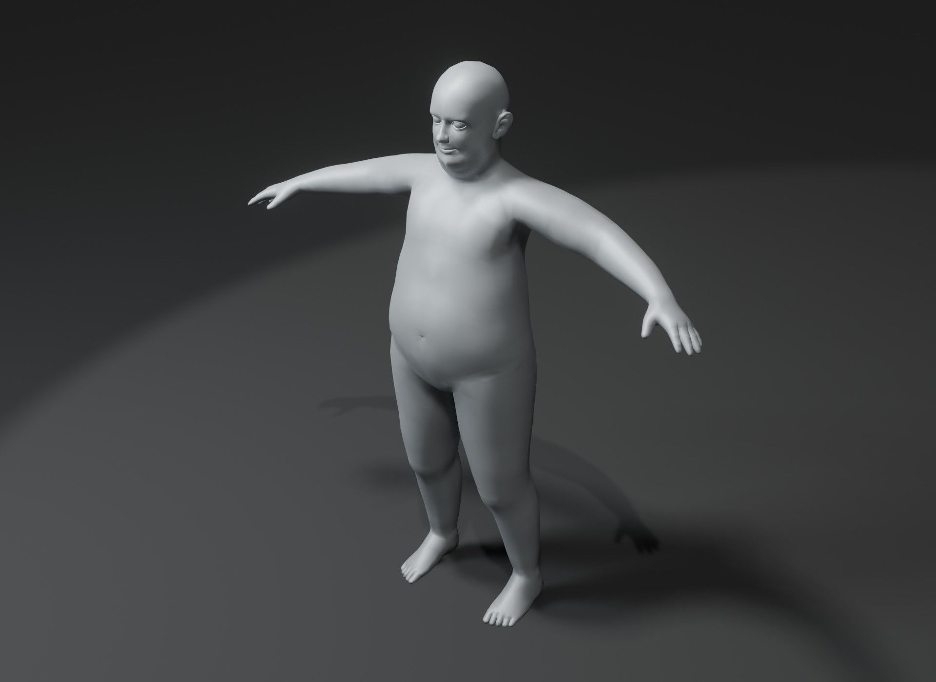 Fat Human Body Base Mesh 3D Model Family Pack 10k Polygons Low-poly 3D model_9