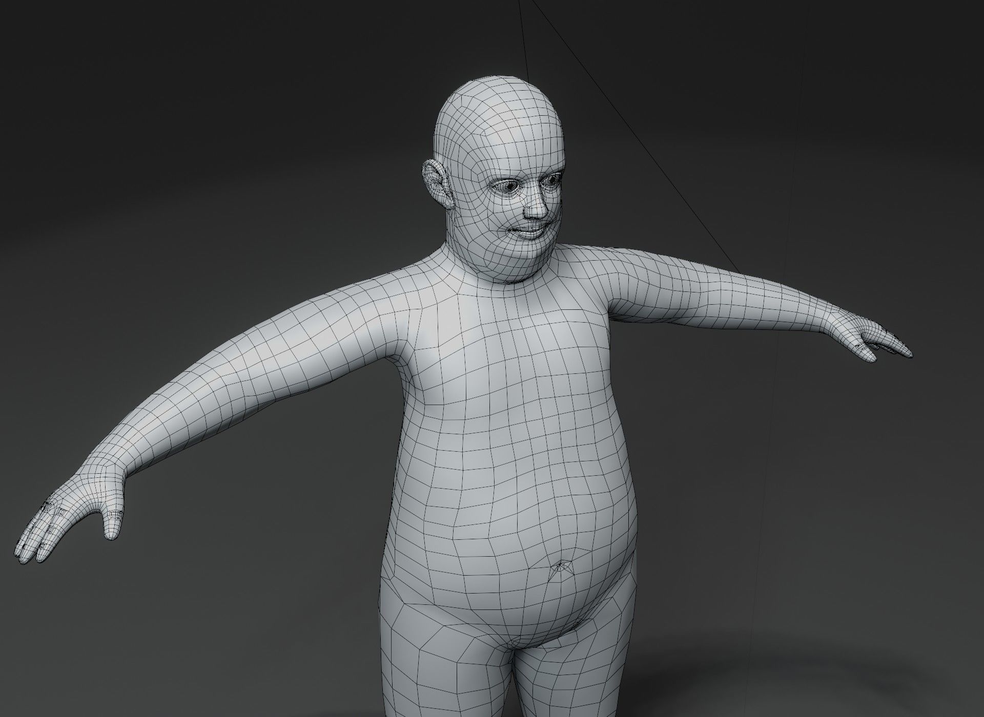 Fat Human Body Base Mesh 3D Model Family Pack 10k Polygons Low-poly 3D model_23