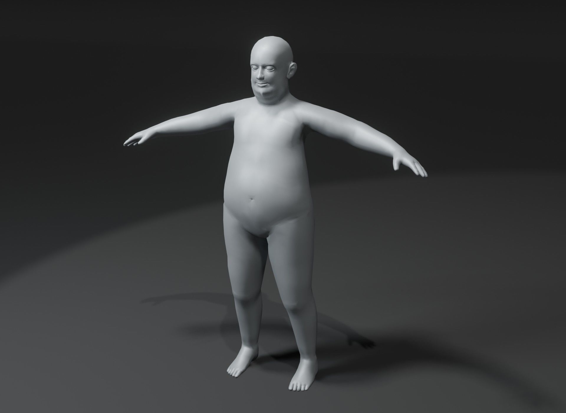 Fat Human Body Base Mesh 3D Model Family Pack 10k Polygons Low-poly 3D model_4