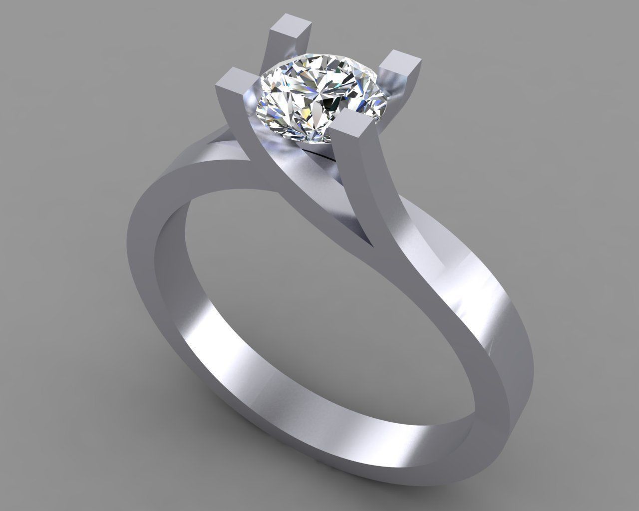 solitaire diamond ring 3D print model_2