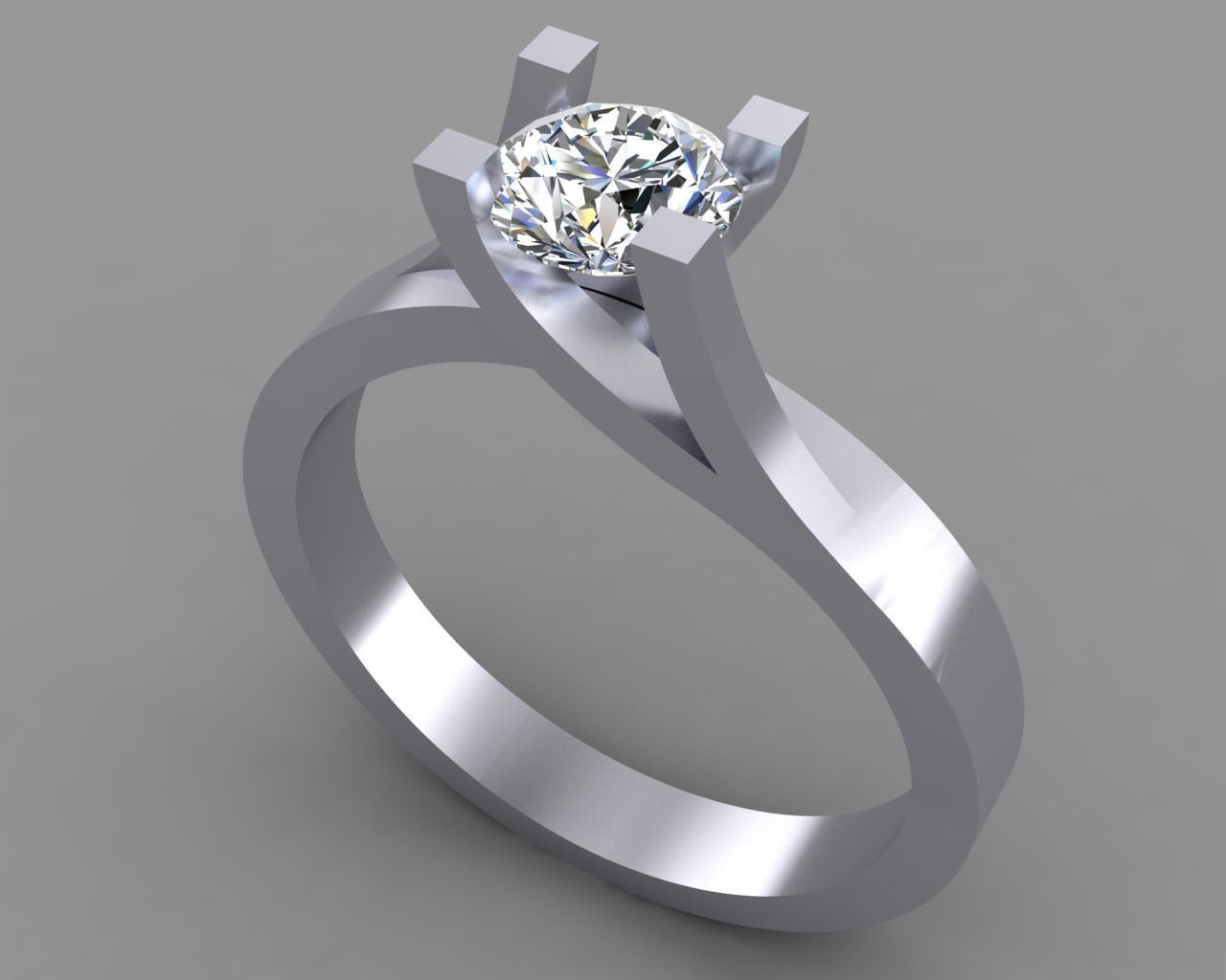 solitaire diamond ring 3D print model_3