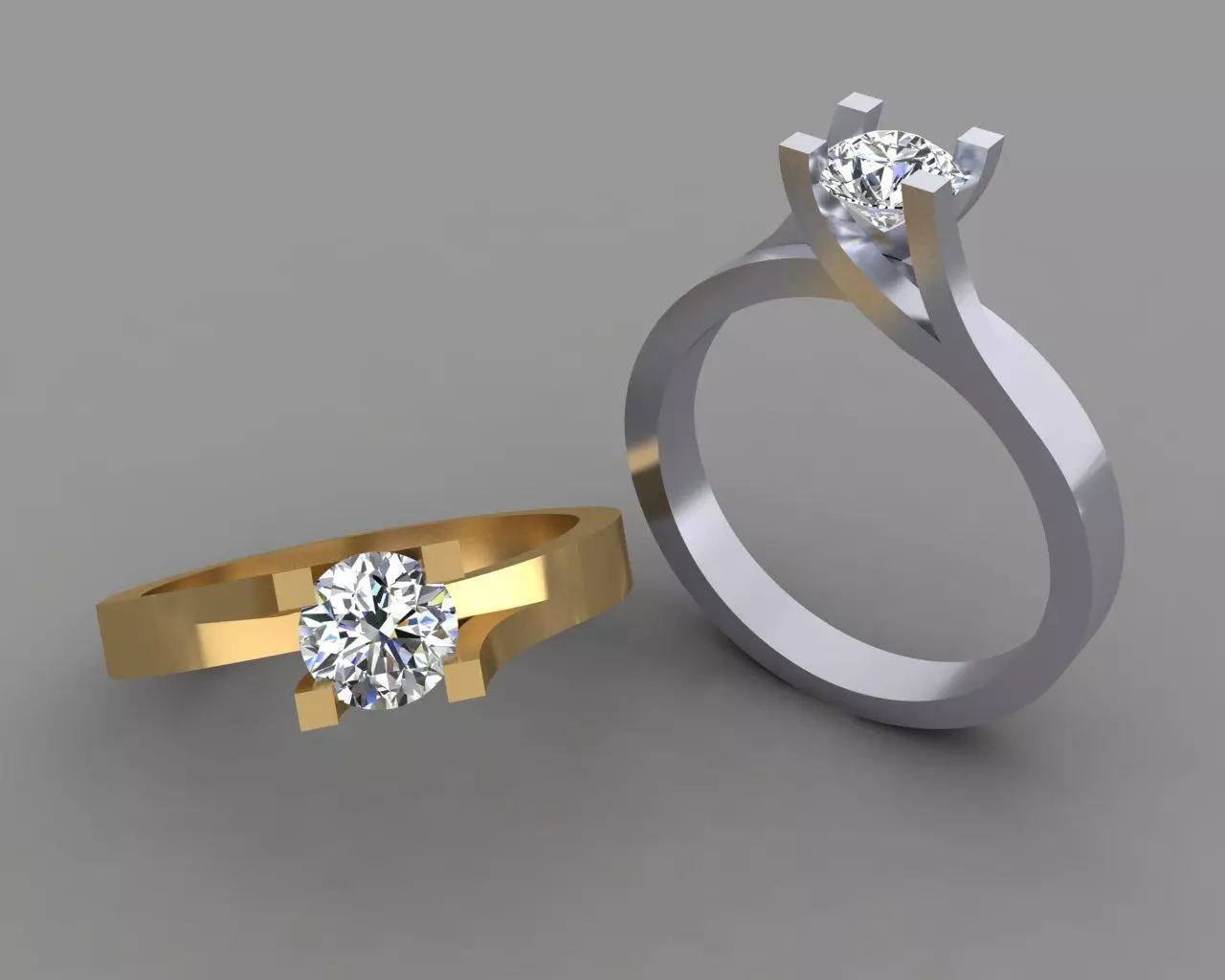 solitaire diamond ring 3D print model_0