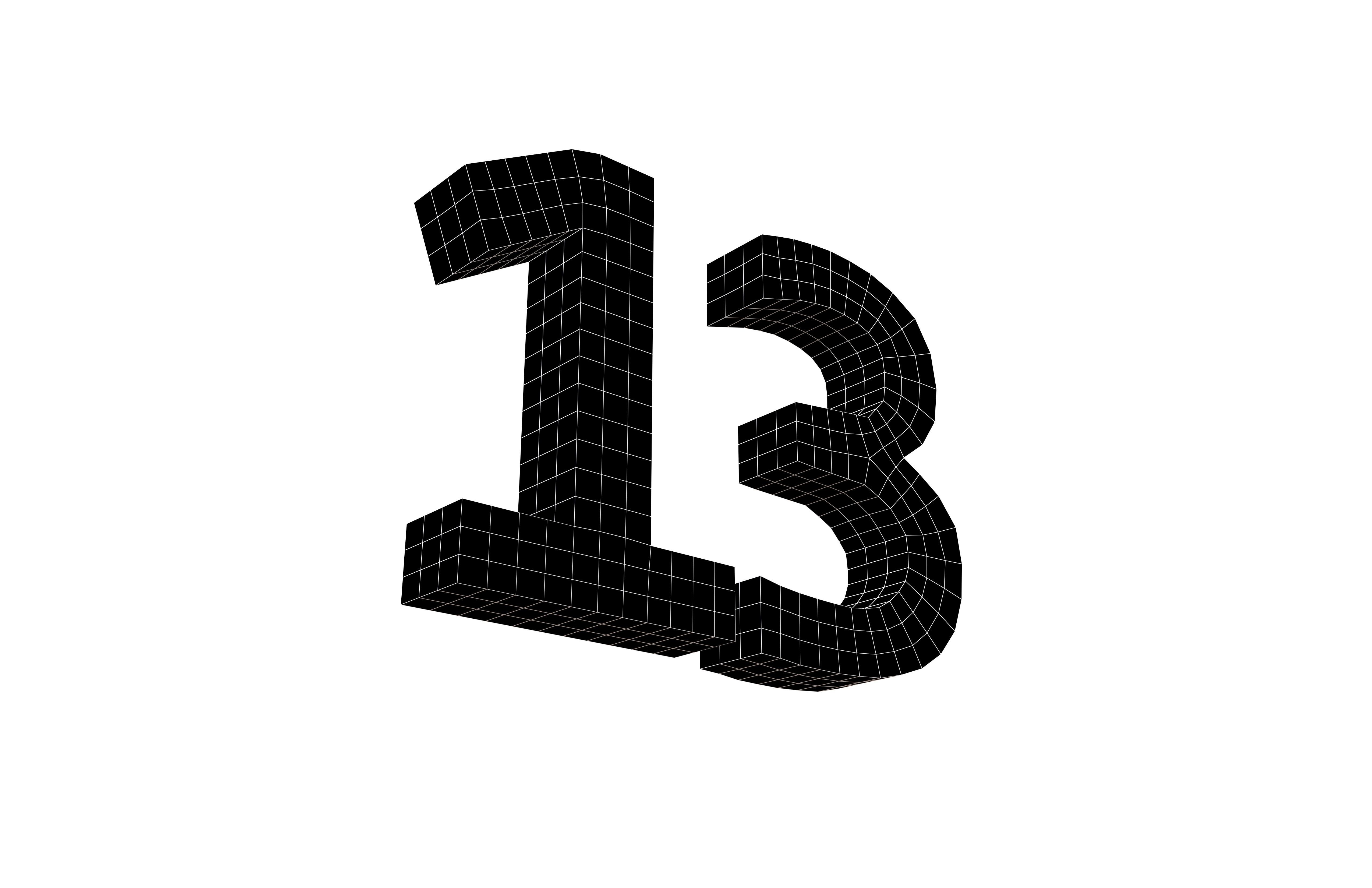 Date Number 13 v1 001 Low-poly 3D model_7