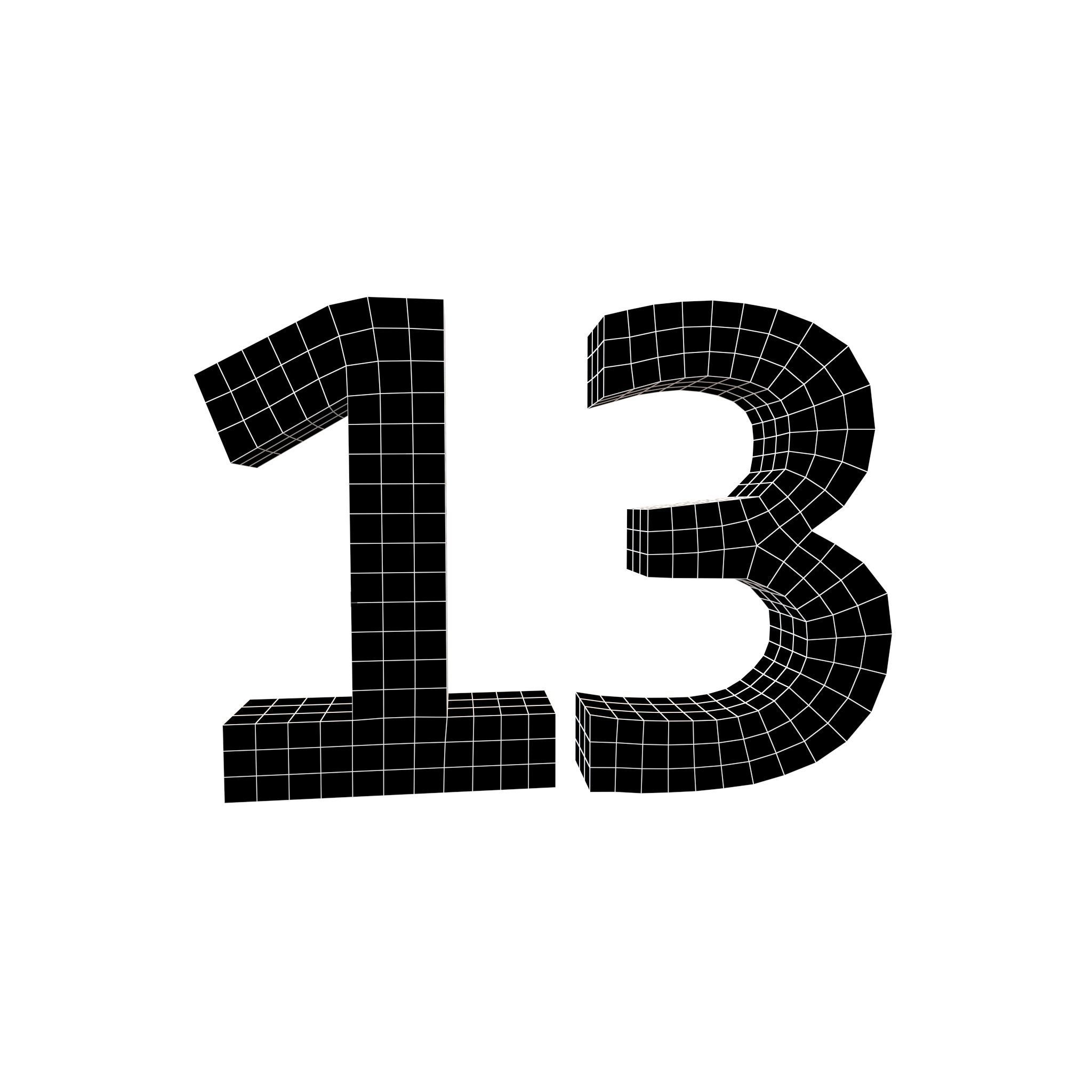 Date Number 13 v1 001 Low-poly 3D model_4