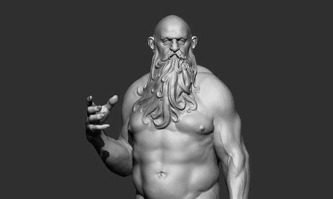 Neptune old man with beard 3D print model