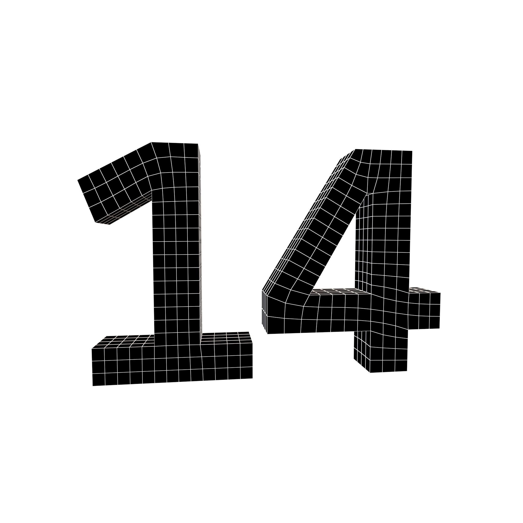 Date Number 14 v1 001 Low-poly 3D model_4