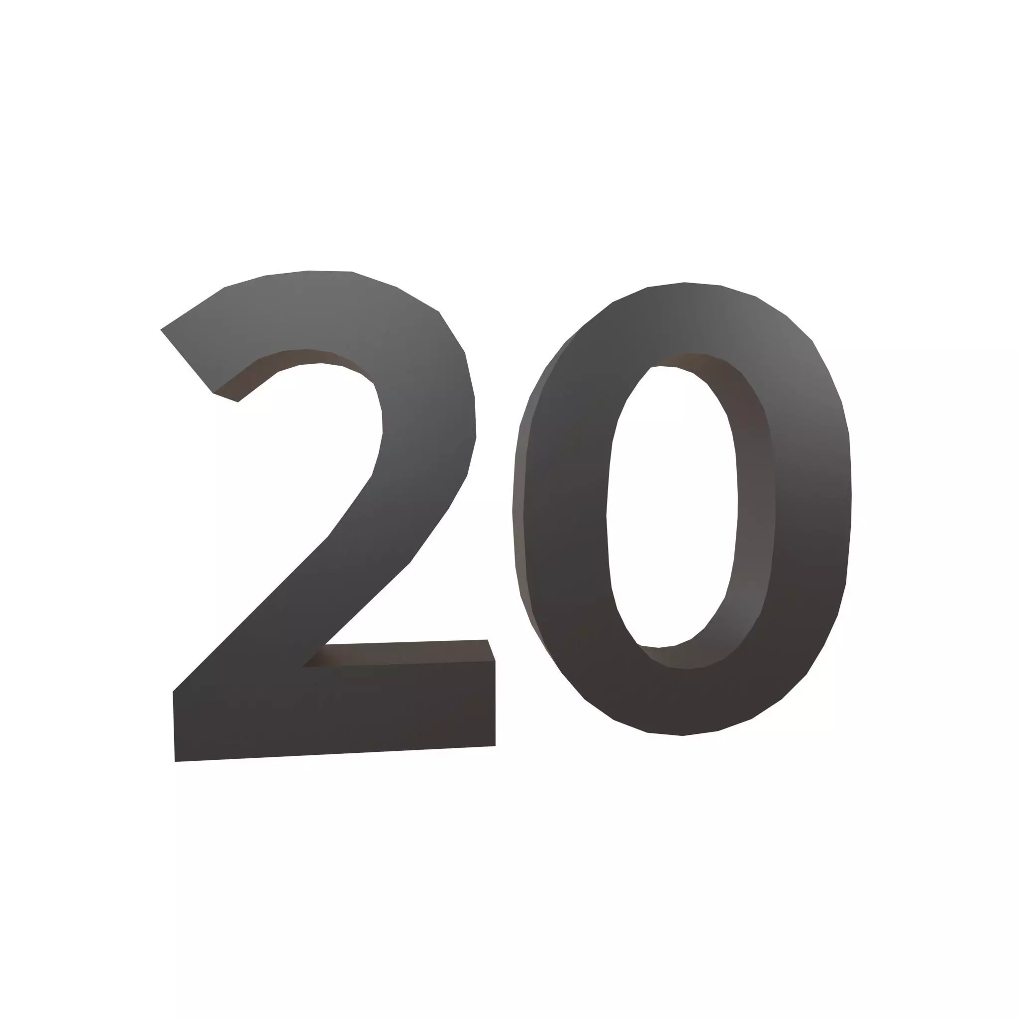 Date Number 20 v1 001 Low-poly 3D model_0