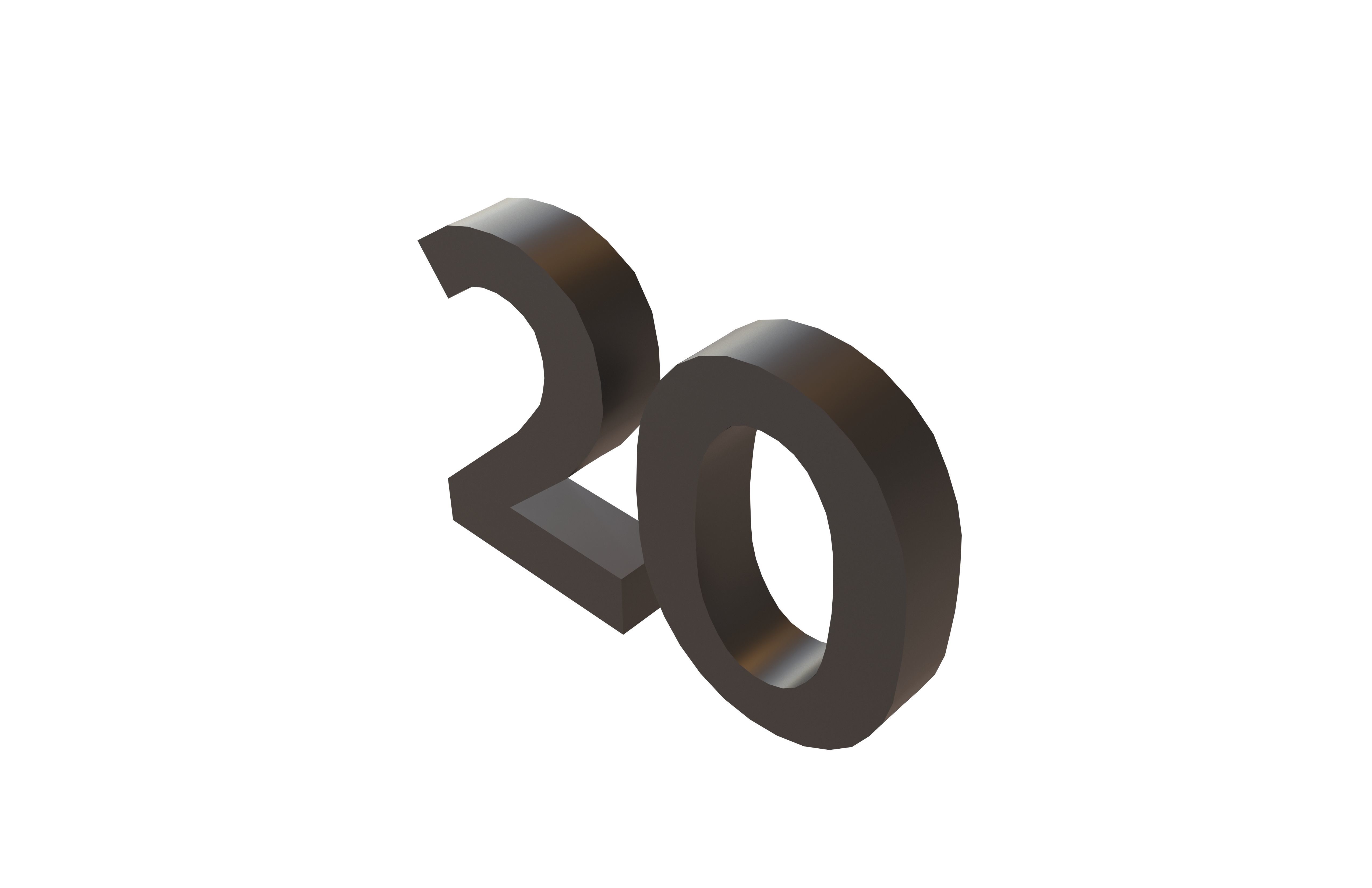 Date Number 20 v1 001 Low-poly 3D model_2