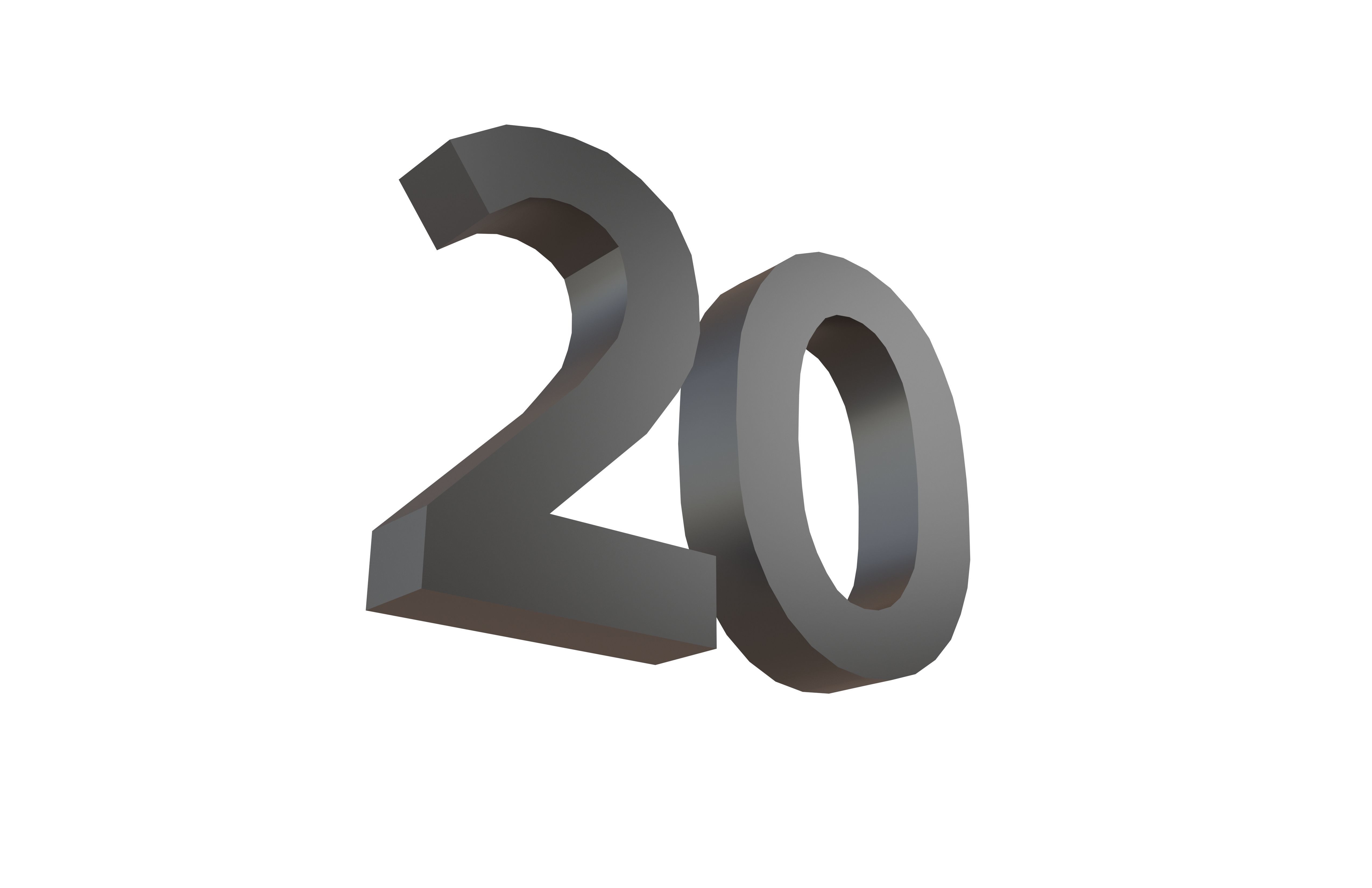 Date Number 20 v1 001 Low-poly 3D model_3