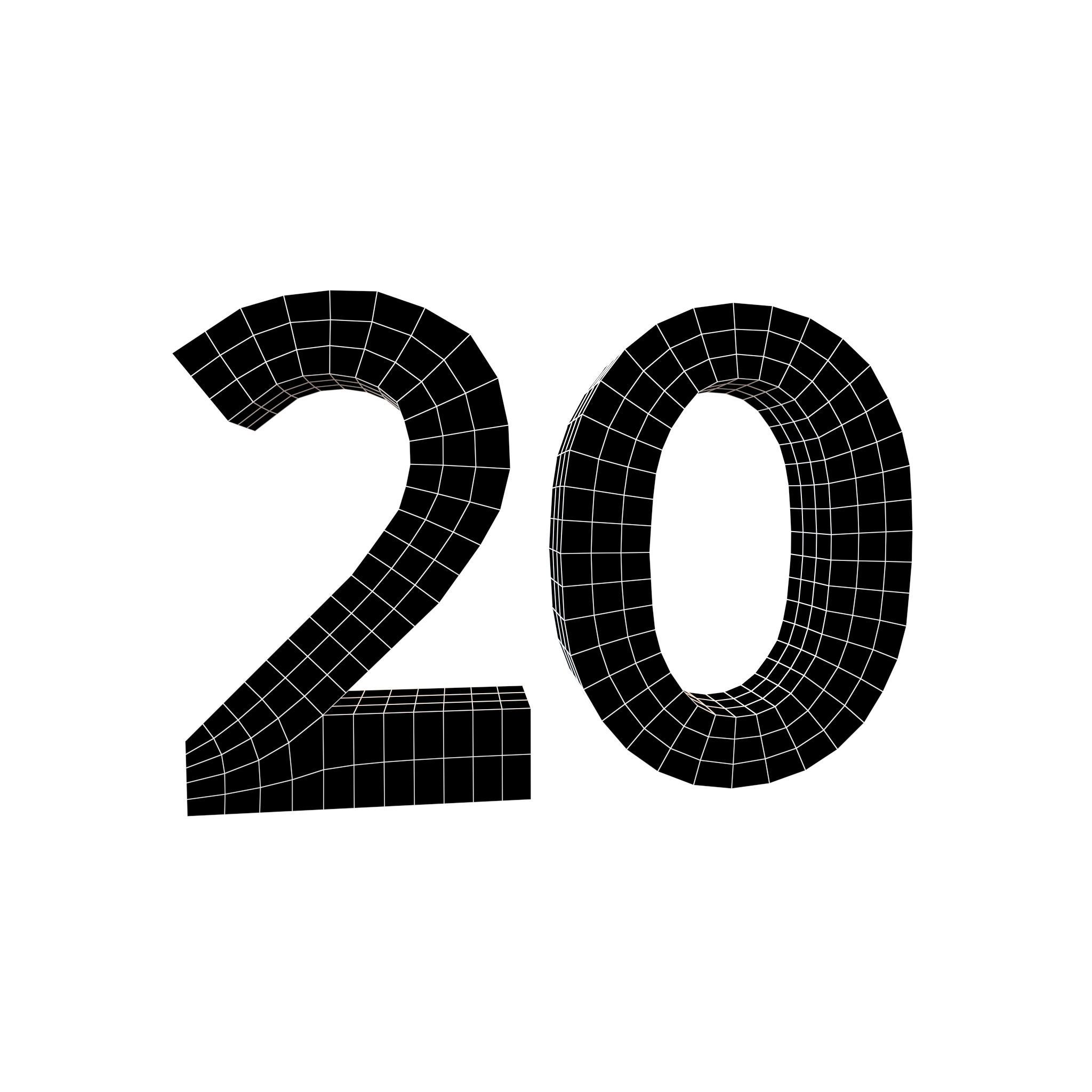 Date Number 20 v1 001 Low-poly 3D model_5