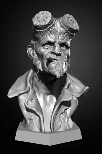 Hellboy bust of man with beard
