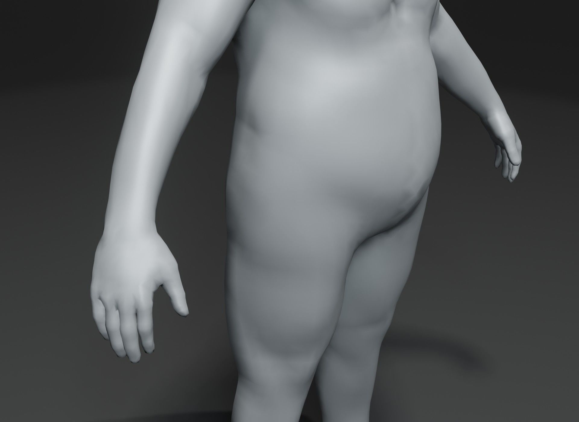 Fat Human Body Base Mesh 3D Model Family Pack 10k Polygons 3D Model Collection_71
