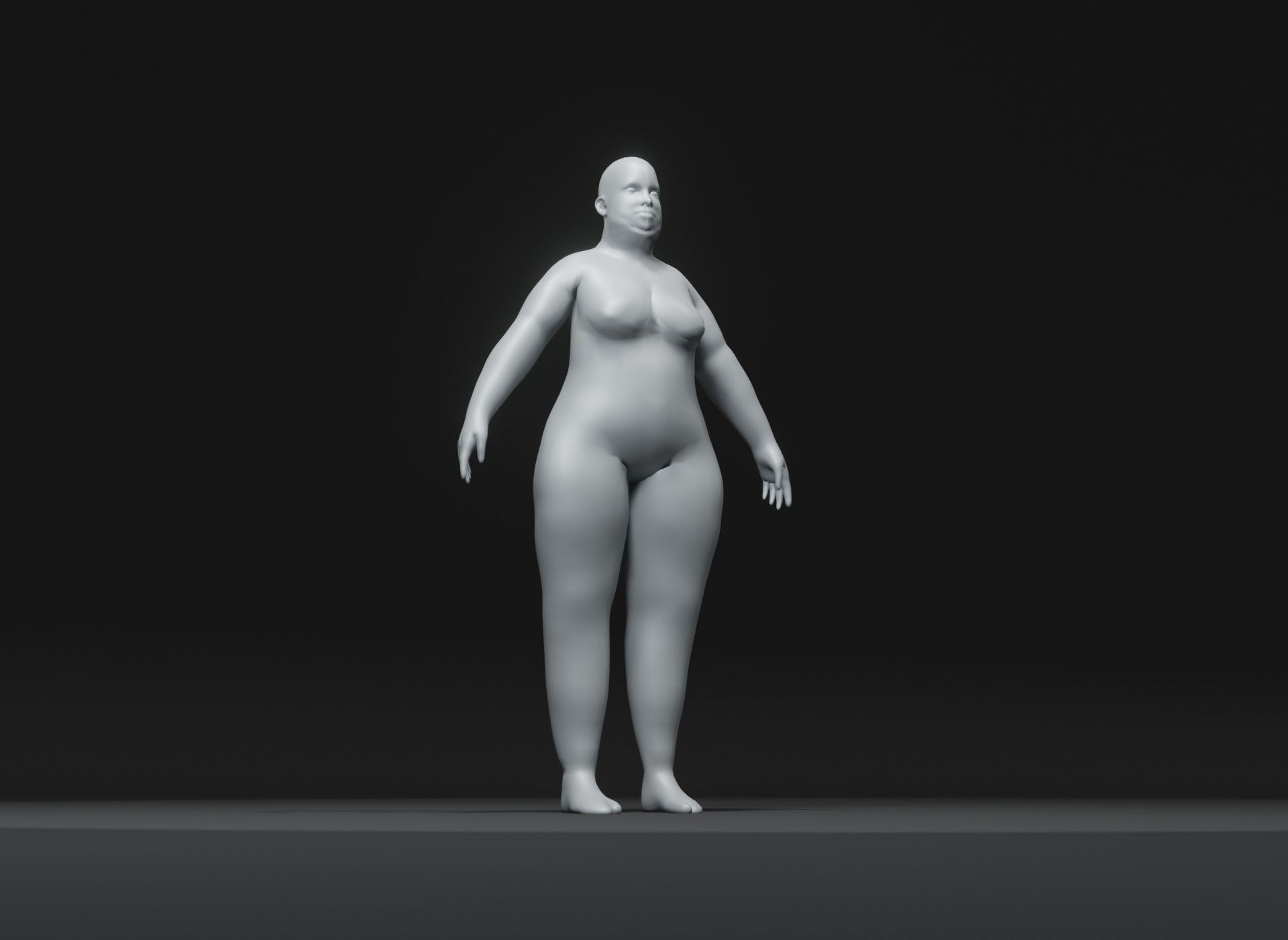 Fat Human Body Base Mesh 3D Model Family Pack 10k Polygons 3D Model Collection_22