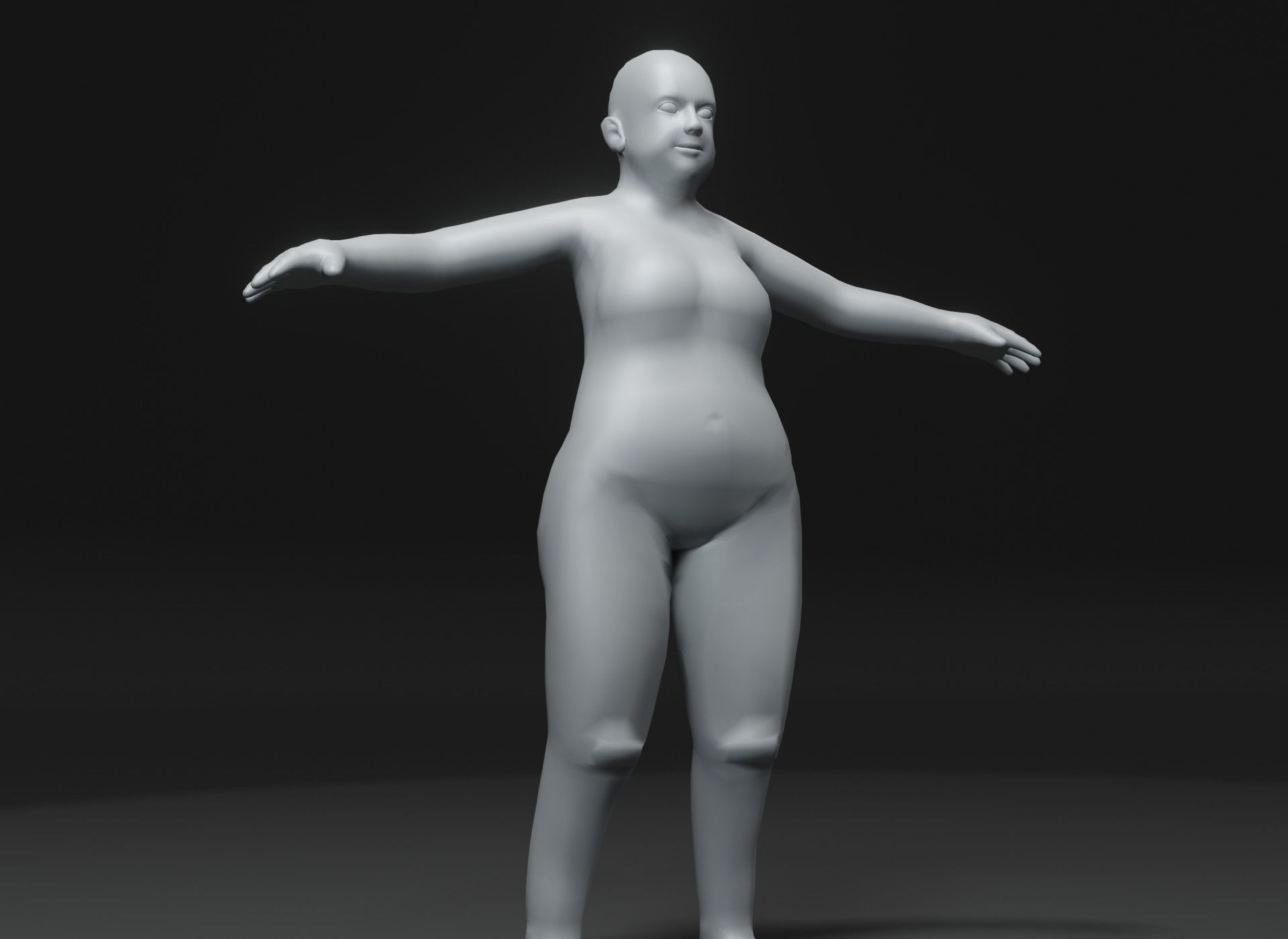 Fat Human Body Base Mesh 3D Model Family Pack 10k Polygons 3D Model Collection_56