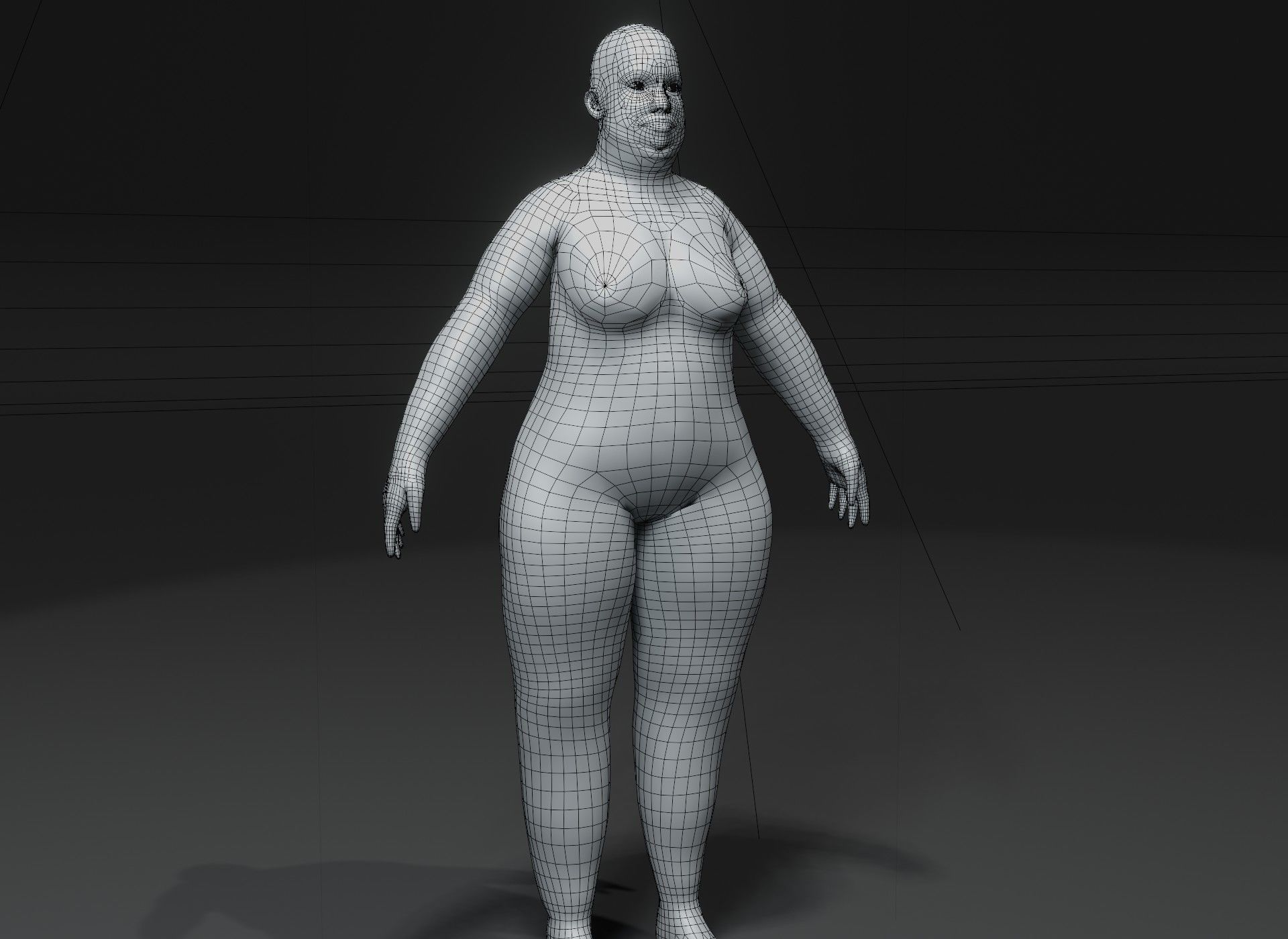Fat Human Body Base Mesh 3D Model Family Pack 10k Polygons 3D Model Collection_89