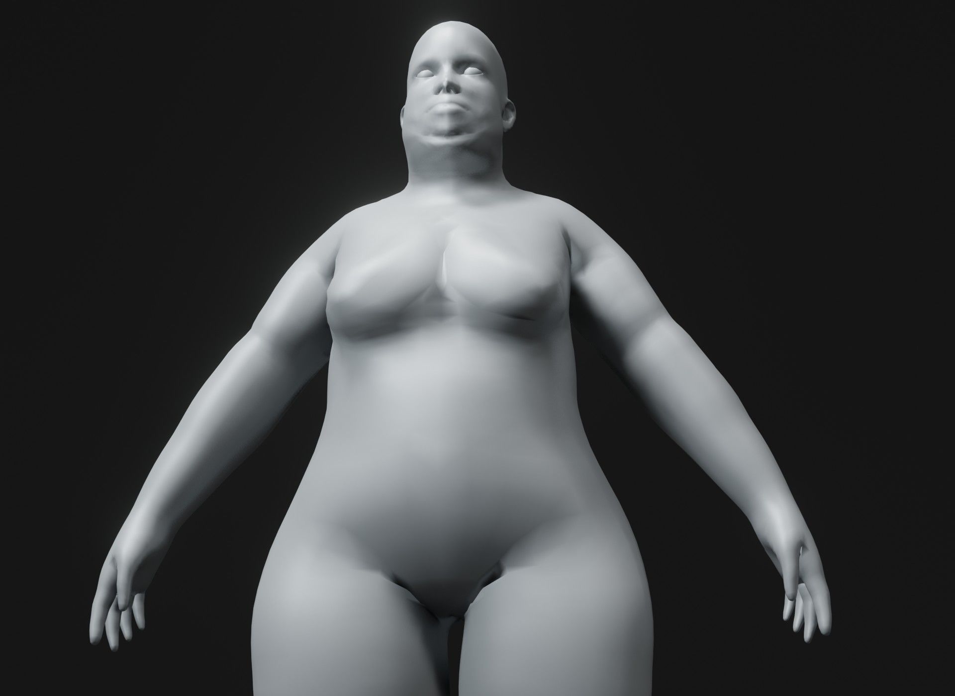Fat Human Body Base Mesh 3D Model Family Pack 10k Polygons 3D Model Collection_45