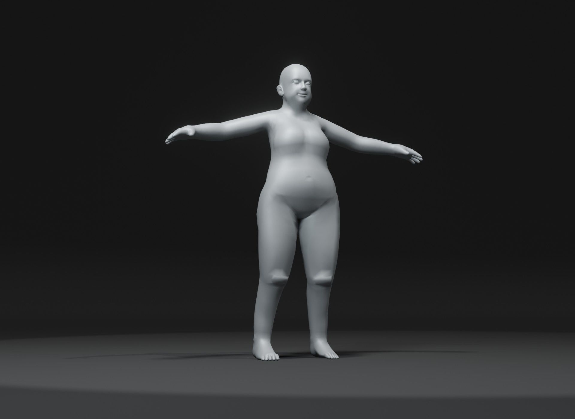 Fat Human Body Base Mesh 3D Model Family Pack 10k Polygons 3D Model Collection_77