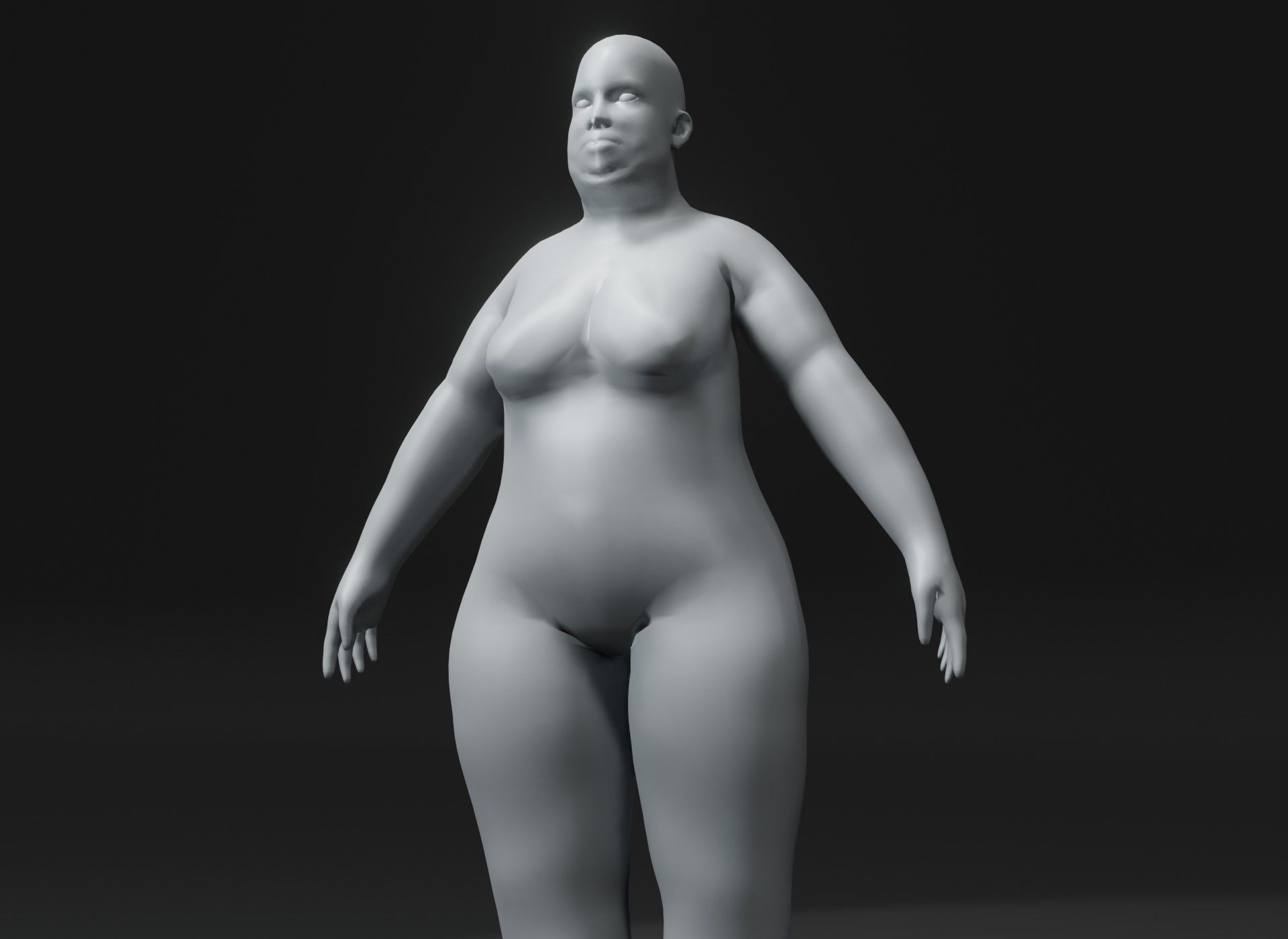 Fat Human Body Base Mesh 3D Model Family Pack 10k Polygons 3D Model Collection_50
