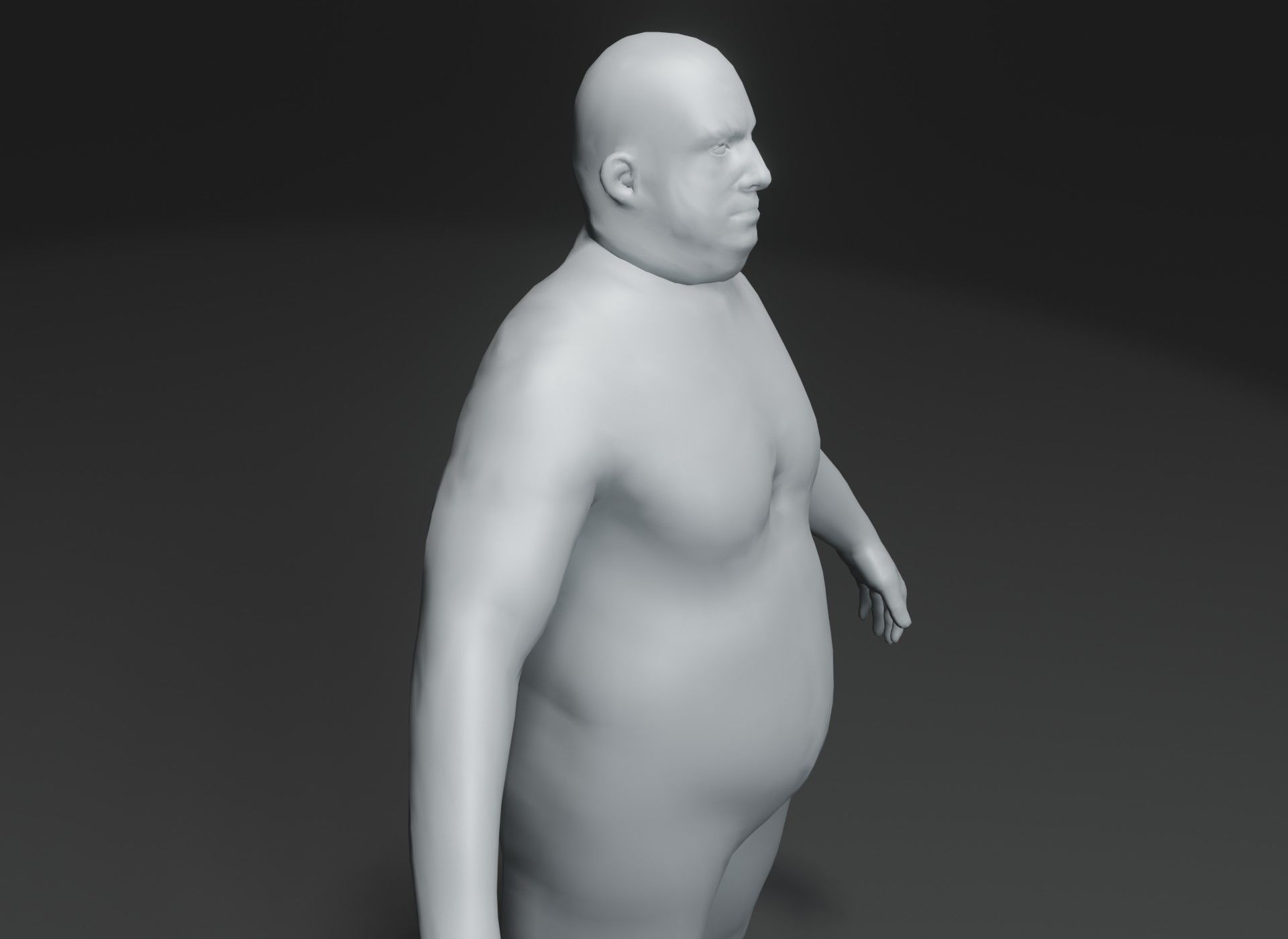 Fat Human Body Base Mesh 3D Model Family Pack 10k Polygons 3D Model Collection_84
