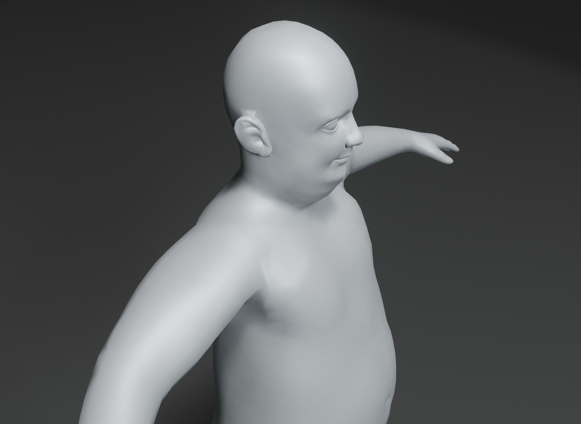 Fat Human Body Base Mesh 3D Model Family Pack 10k Polygons 3D Model Collection_28