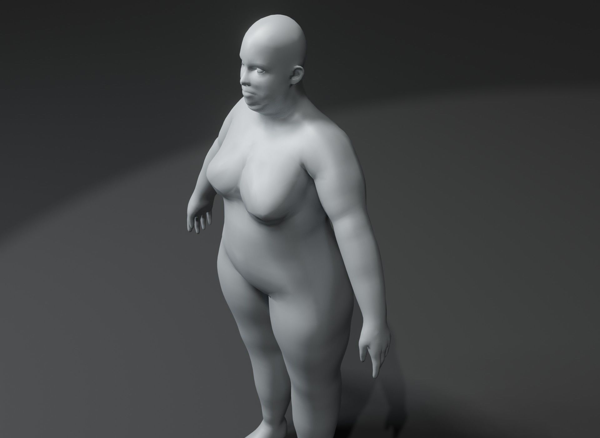 Fat Human Body Base Mesh 3D Model Family Pack 10k Polygons 3D Model Collection_31