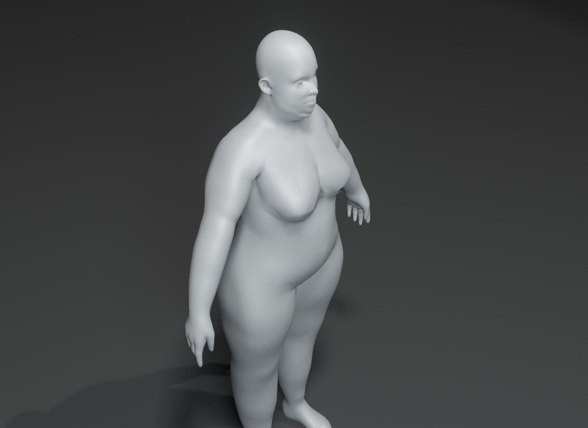 Fat Human Body Base Mesh 3D Model Family Pack 10k Polygons 3D Model Collection_61