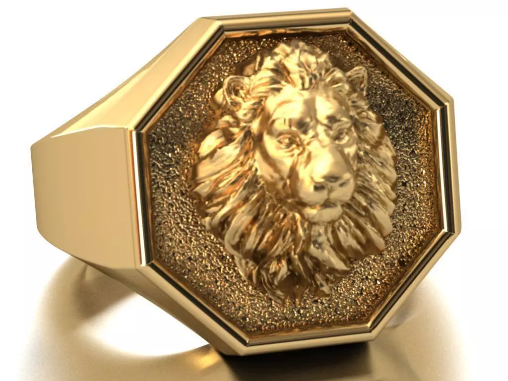 lion ring 3D print model_0