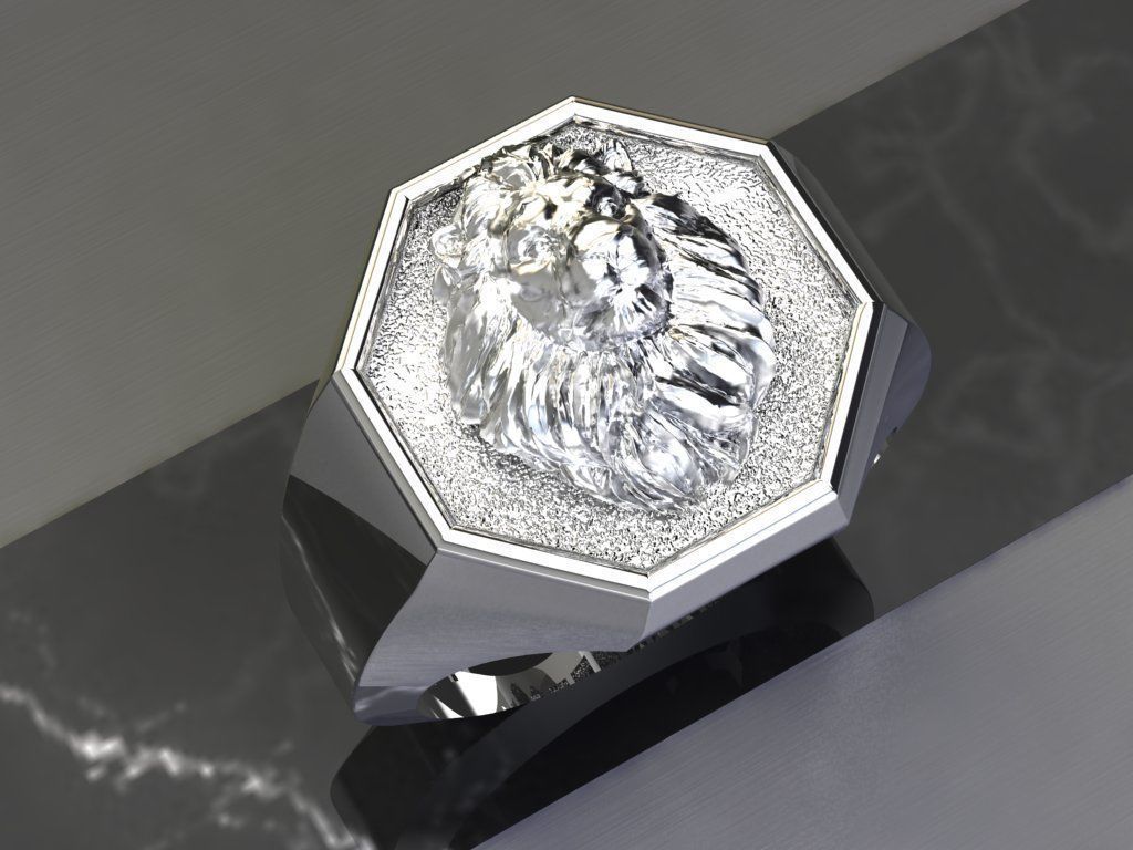 lion ring 3D print model_5