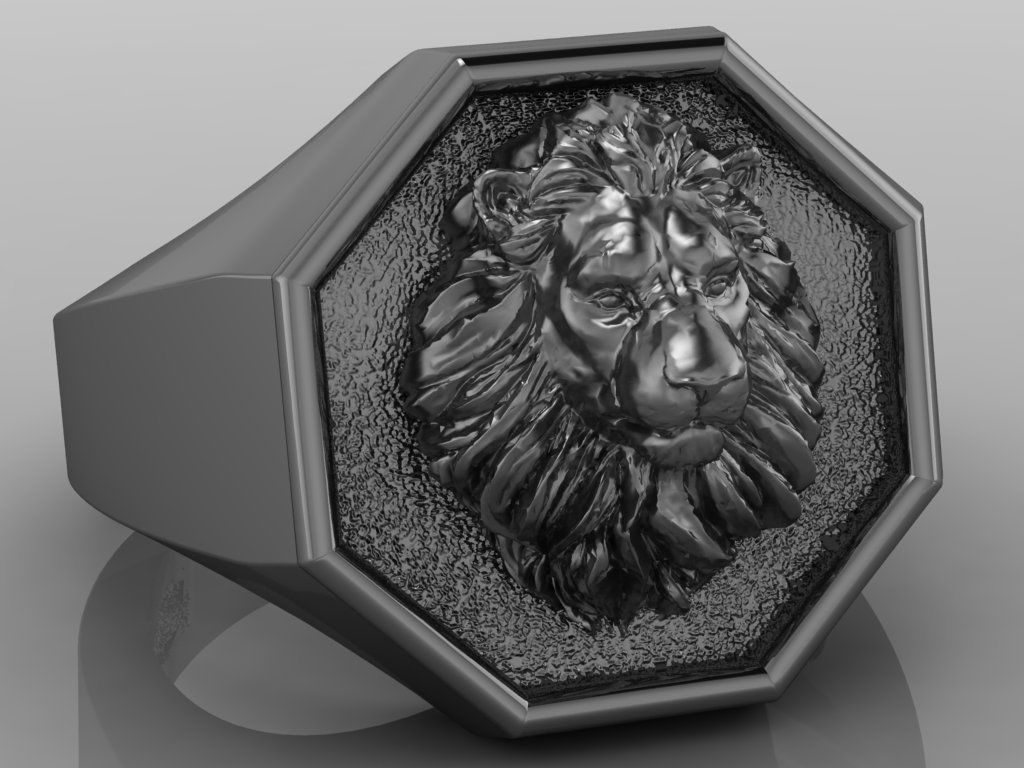 lion ring 3D print model_2